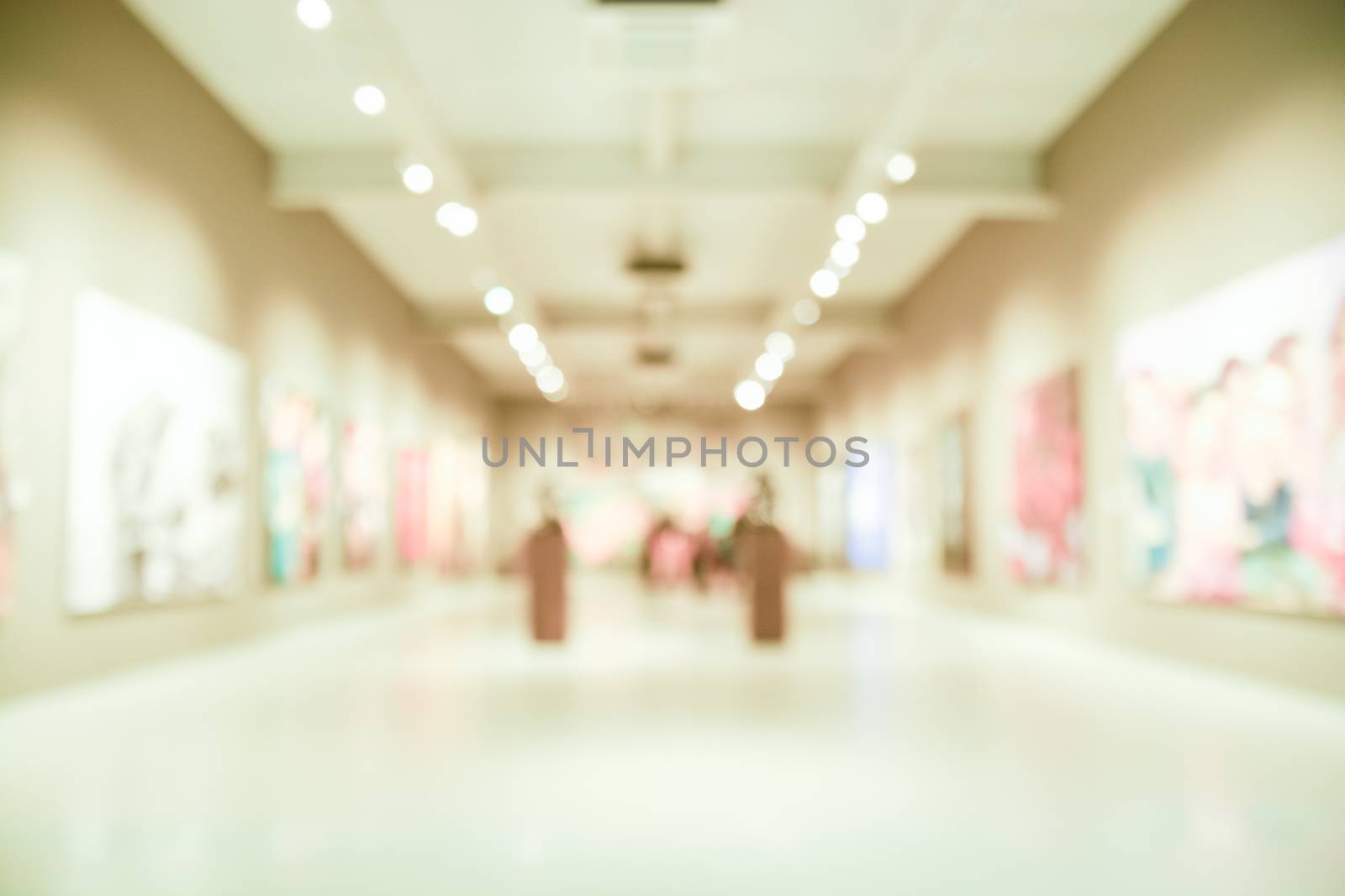 Blur or Defocus image Background of the lobby of modern art center Museum with bokeh