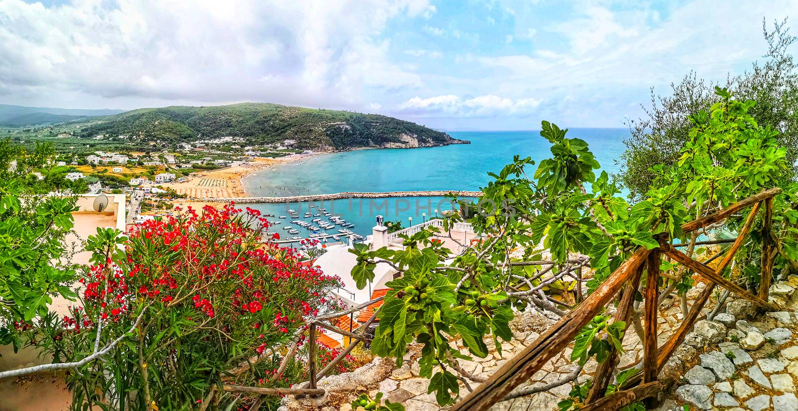 panoramic mediterranean seascape in italy - Peschici in Puglia by LucaLorenzelli