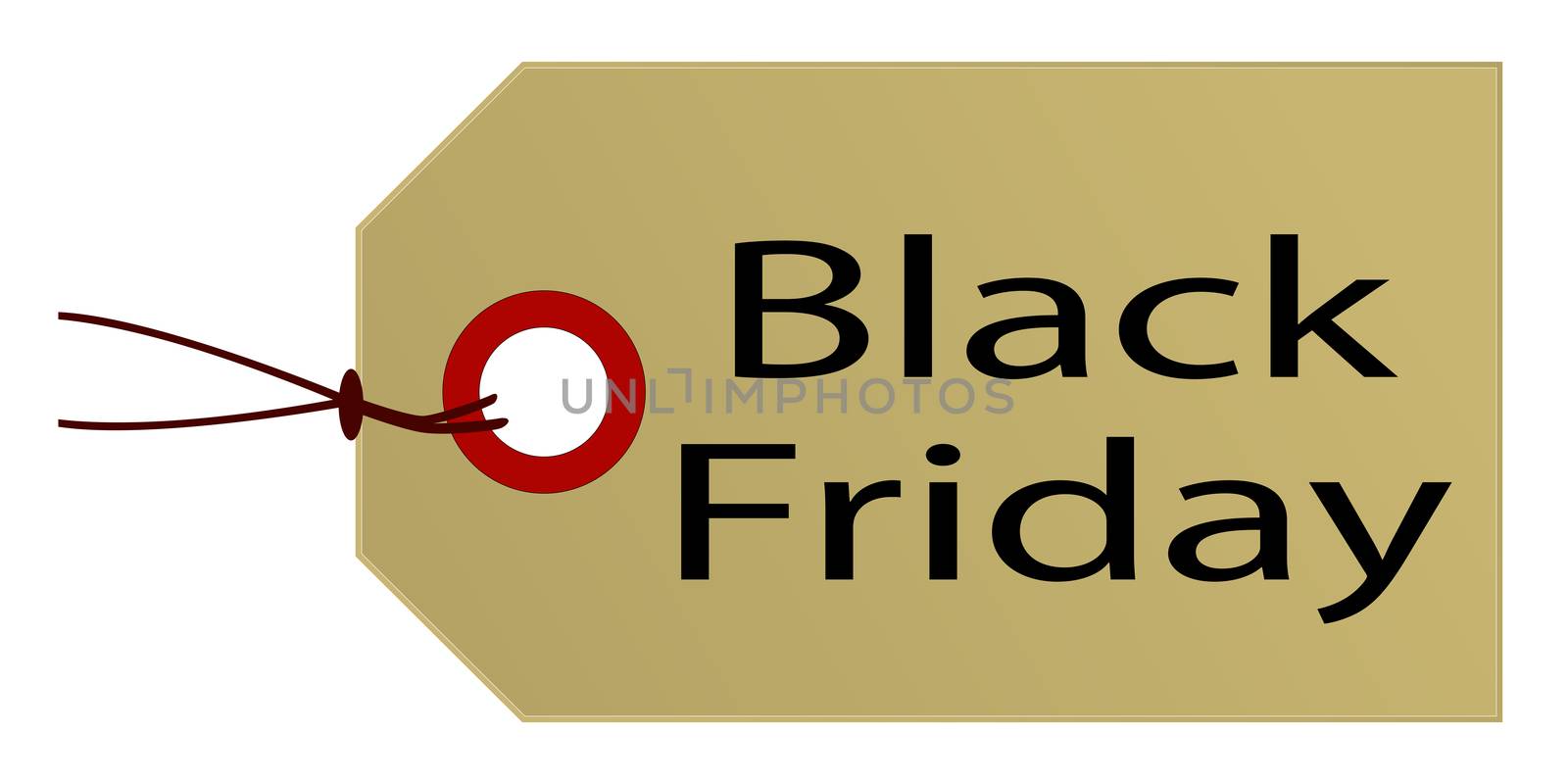 A Black Friday marked parcel tag in light brown card on a white background