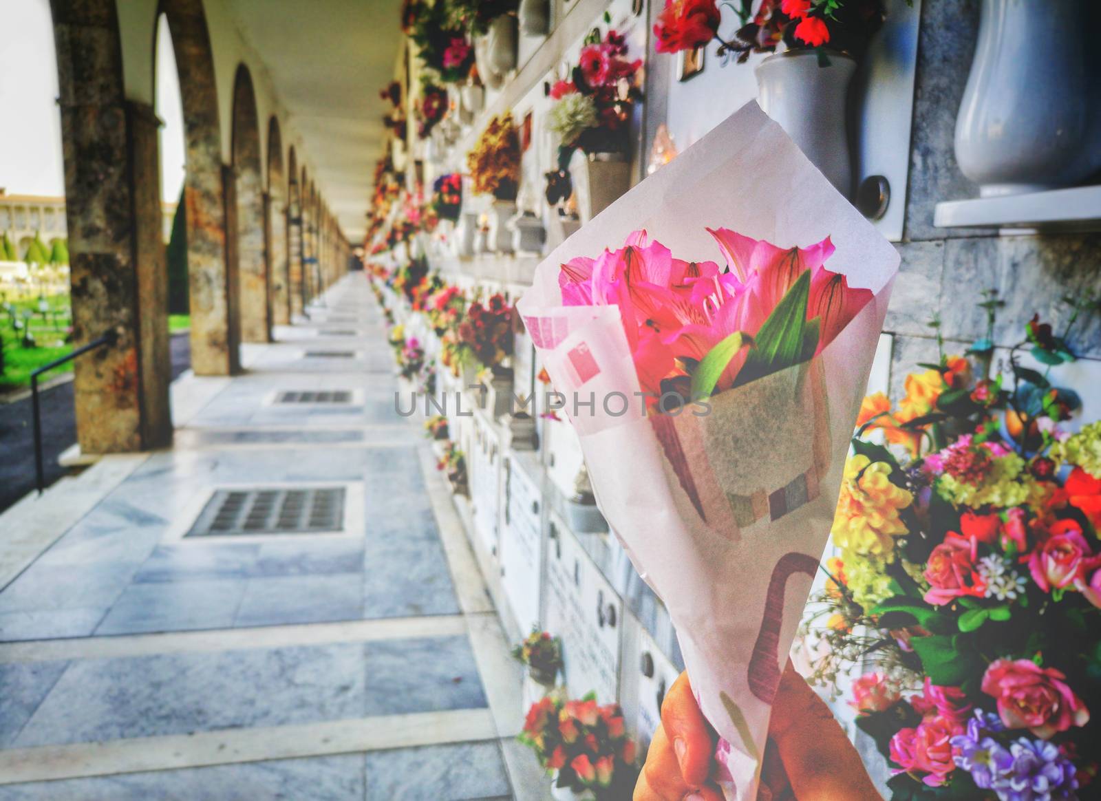 bring flowers to our loved ones at the cemetery during day of the dead by LucaLorenzelli
