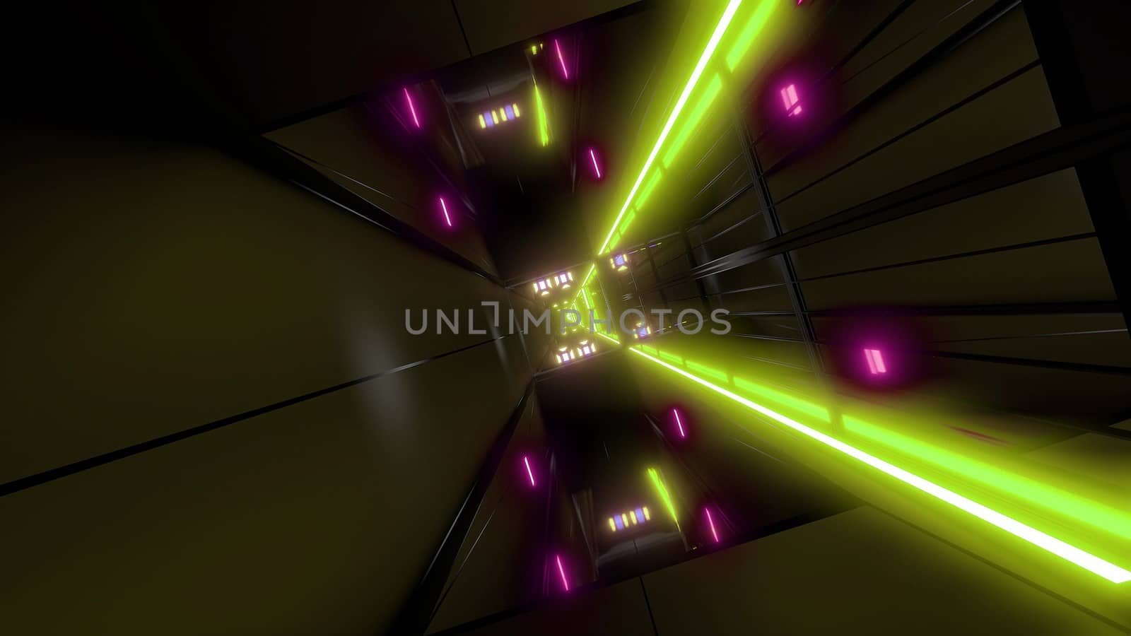 rotating space tunnel corridor background 3d illustration, futuristic scifi wallpaper 3d rendering