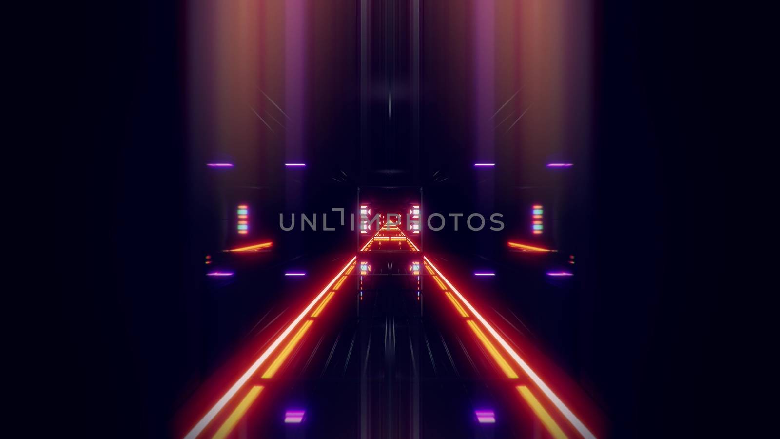 futuristic science-fiction tunnel corridor 3d illustration background, modern future space airship tunnel 3d render wallpaper