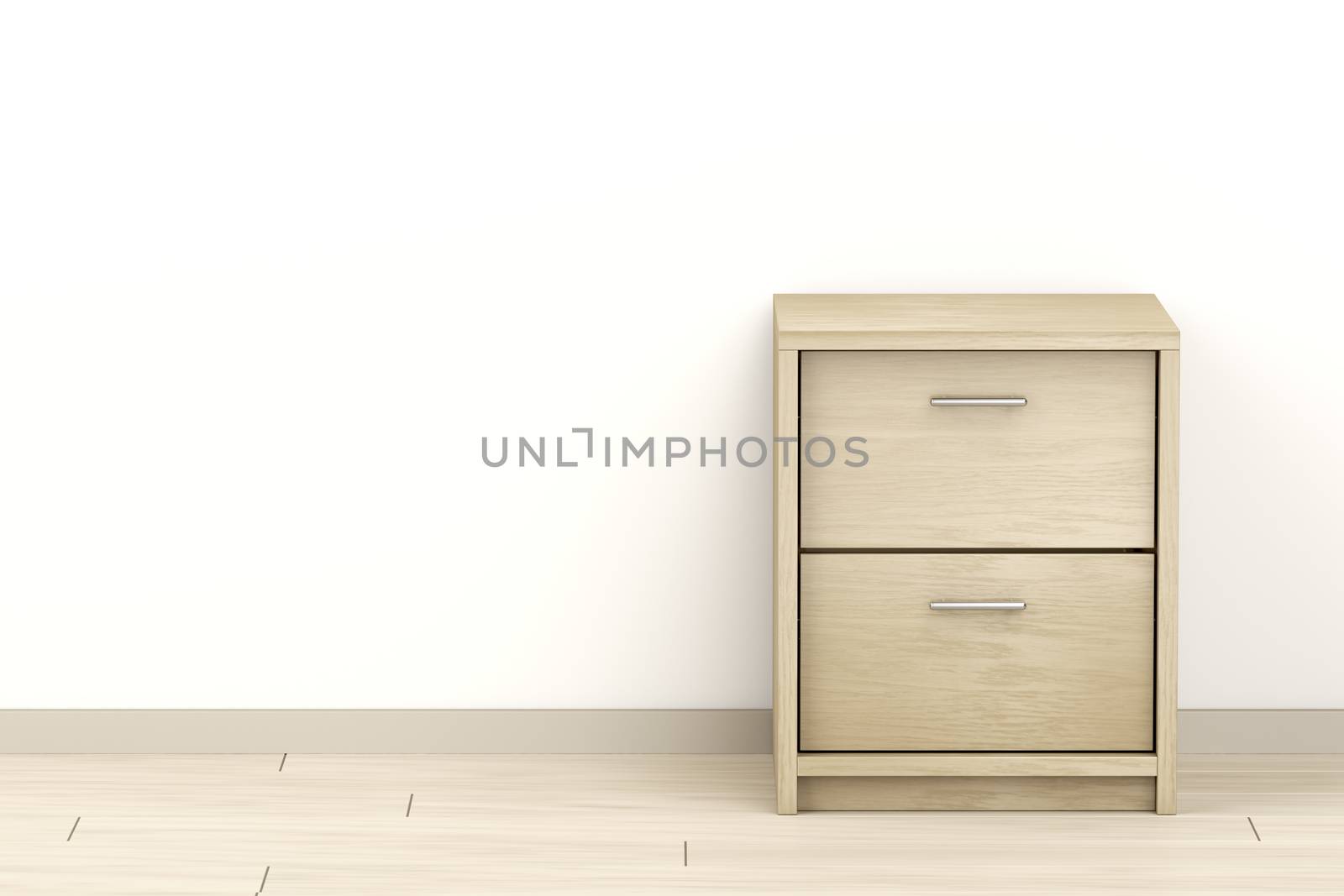 Modern wooden nightstand in the room