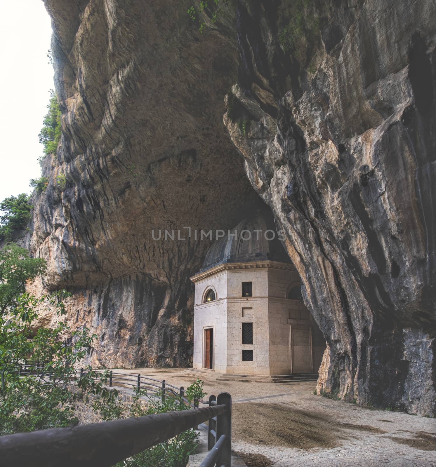 church inside cave - Italy - Marche - Valadier temple church near Frasassi caves in Genga Ancona .