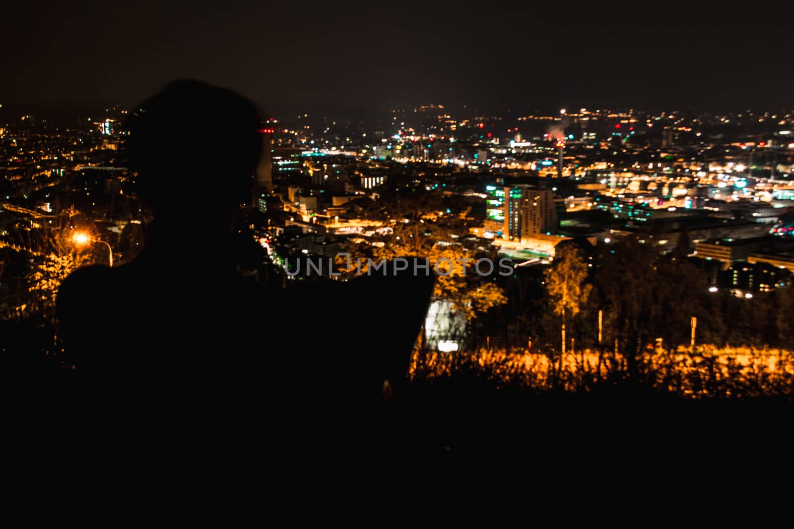 Looking out over the city during night