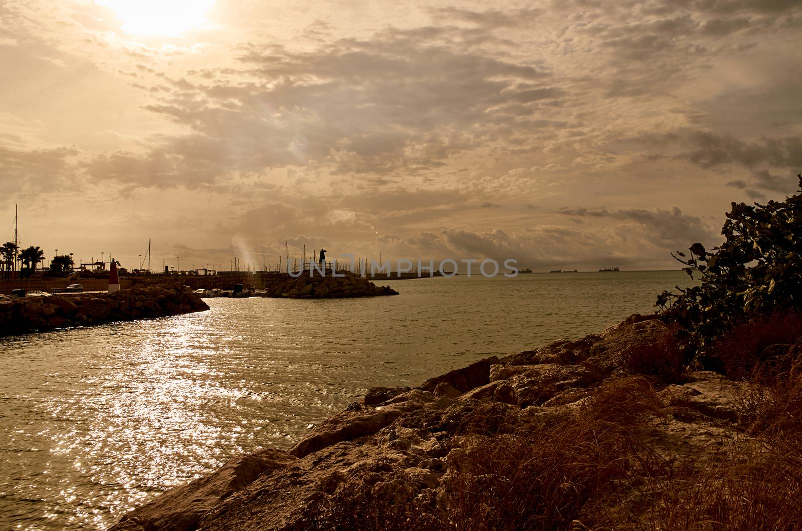 Mouth of the river at dawn in Valencia Spain