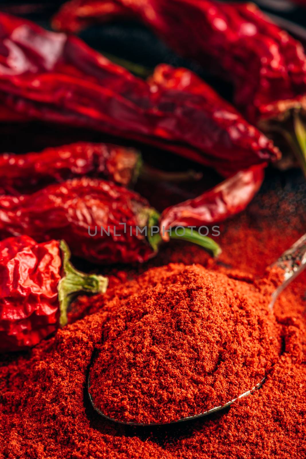 Spoonful of ground red chili pepper by Seva_blsv