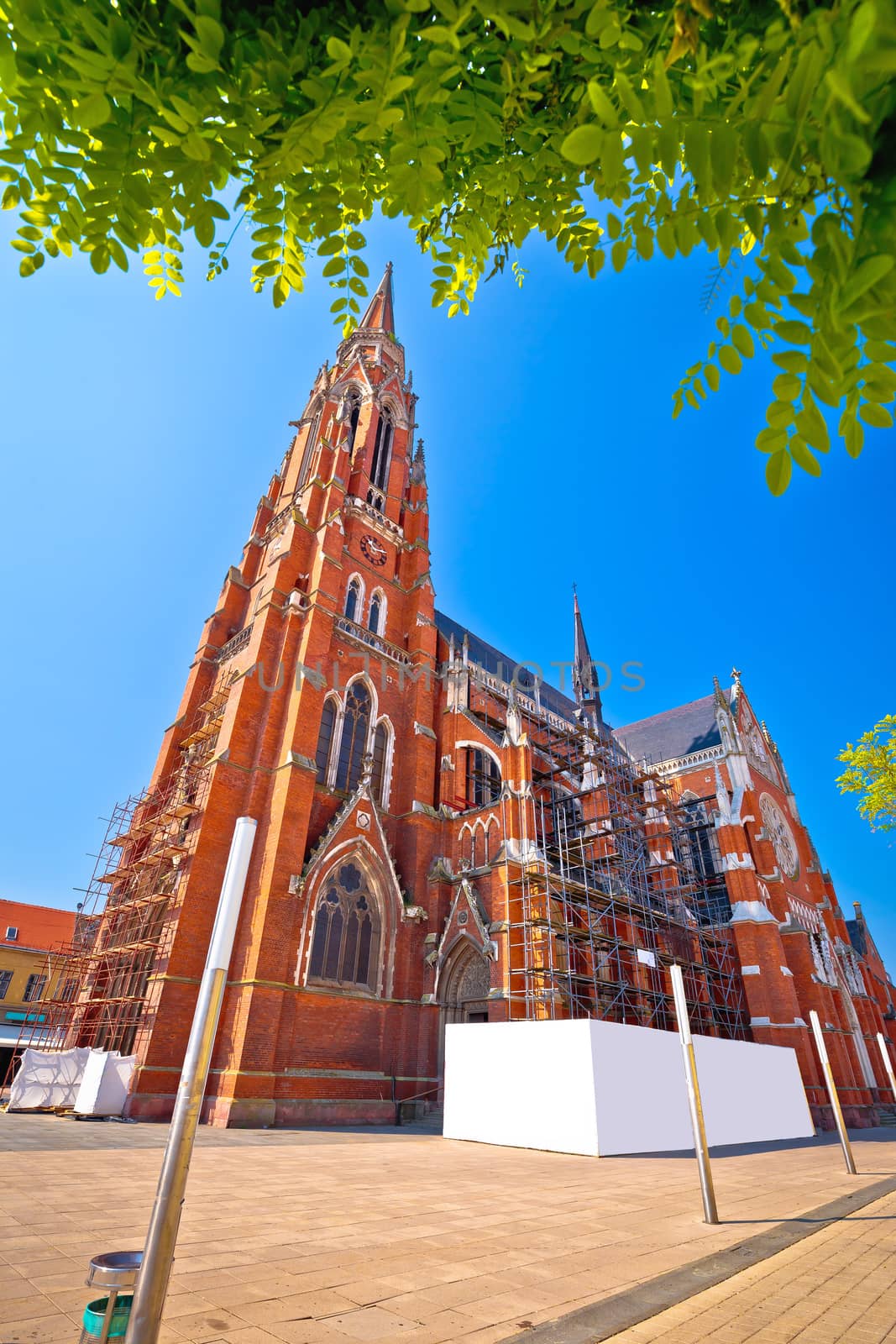 Osijek cathedral of St Peter and St Paul colorful view, Slavonija region of Croatia