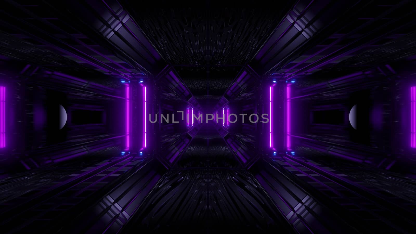 dark space scifi tunnel background with abstract texture background 3d illustration, futuristic dark high contrast science-fiction wallpaper 3d render 3d rendering