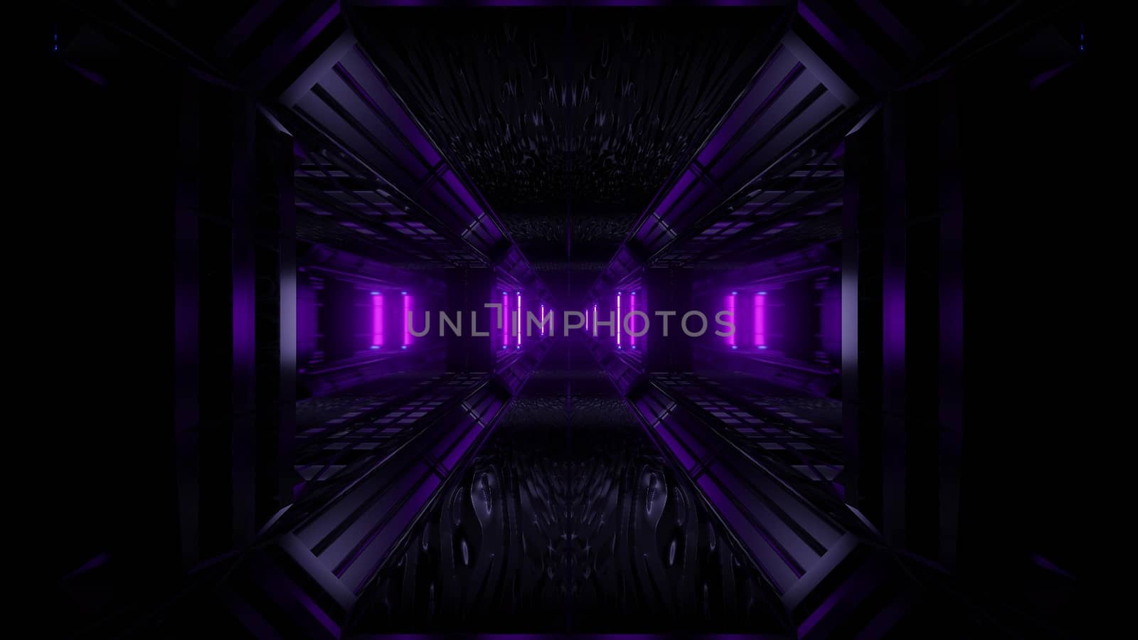 dark space scifi tunnel background with abstract texture background 3d illustration, futuristic dark high contrast science-fiction wallpaper 3d render 3d rendering