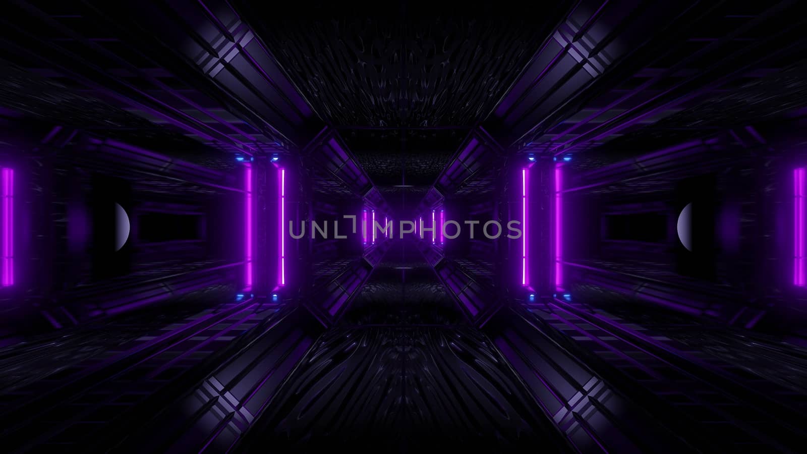 dark space scifi tunnel background with abstract texture background 3d illustration, futuristic dark high contrast science-fiction wallpaper 3d render 3d rendering