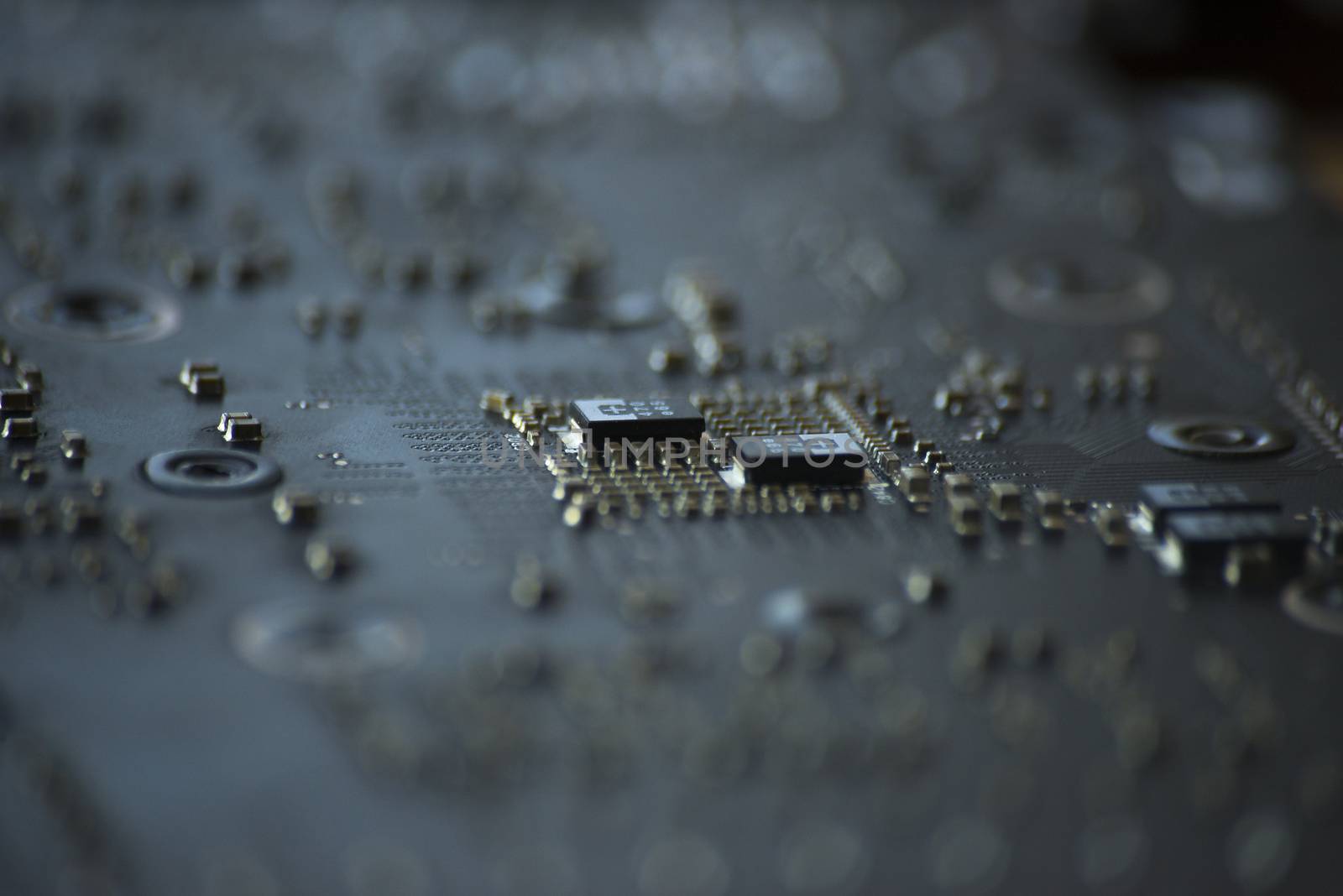 Horizontal shot of an electronic micro circuit