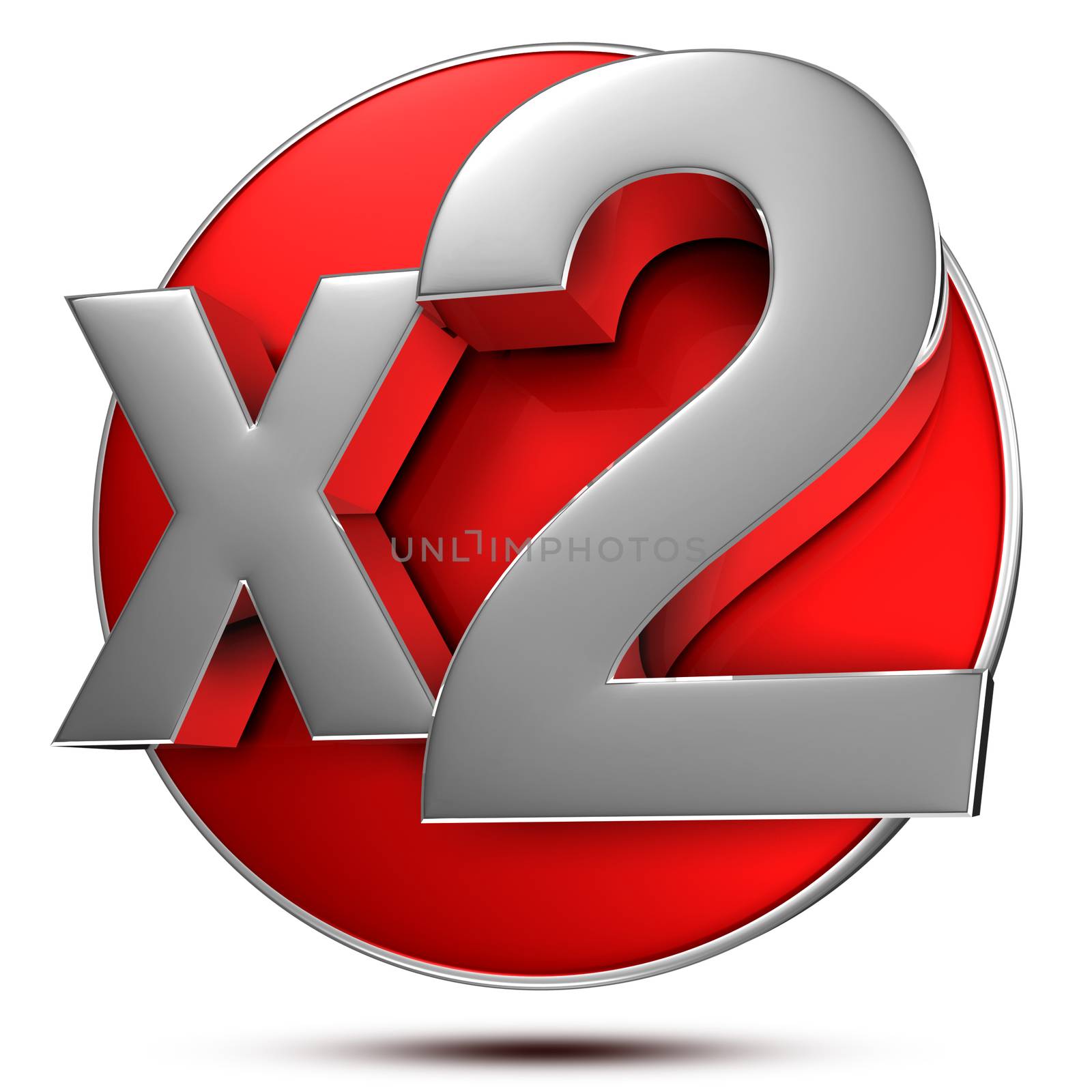 X2 3d rendering on white background.(with Clipping Path).