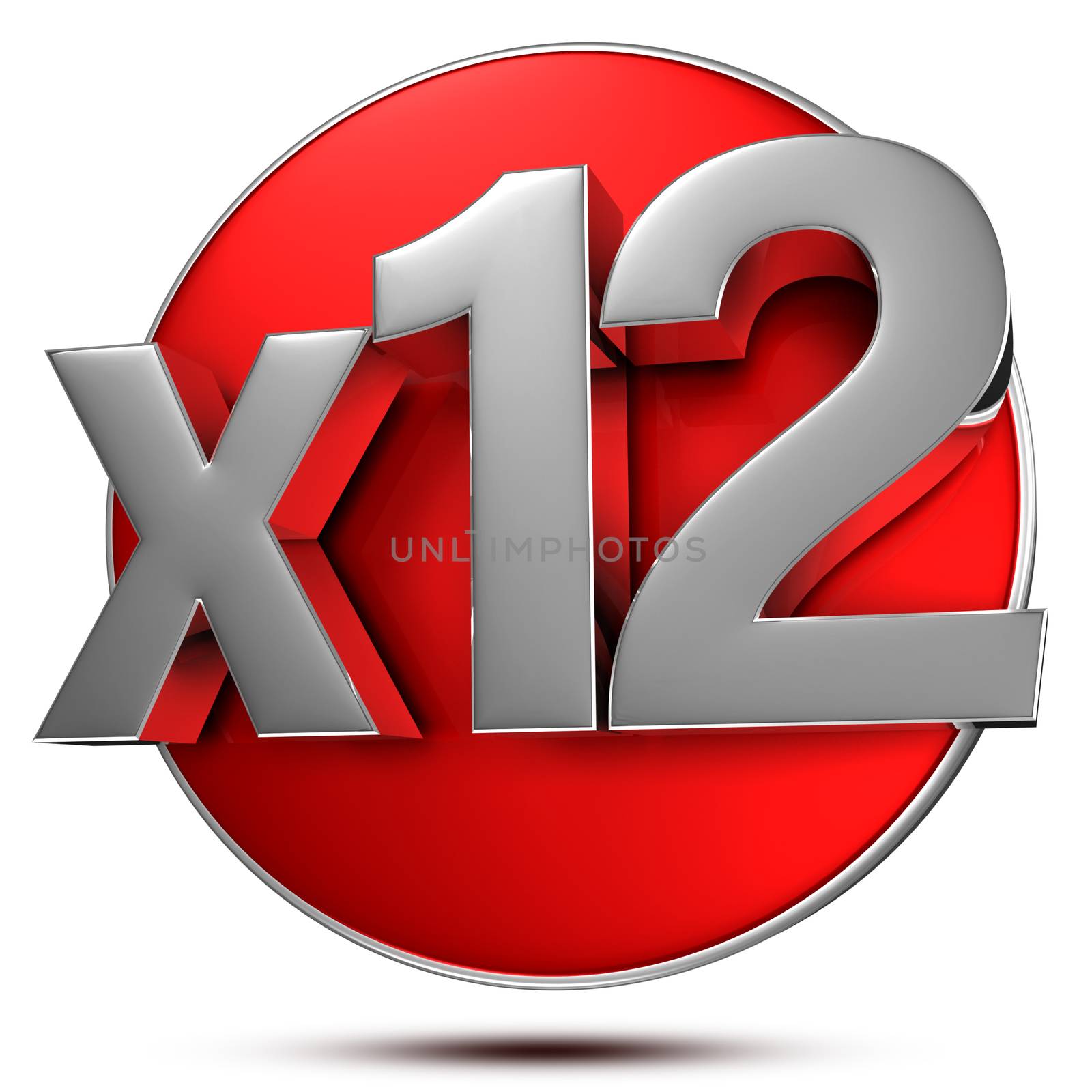 x12 3d rendering on white background.(with Clipping Path).