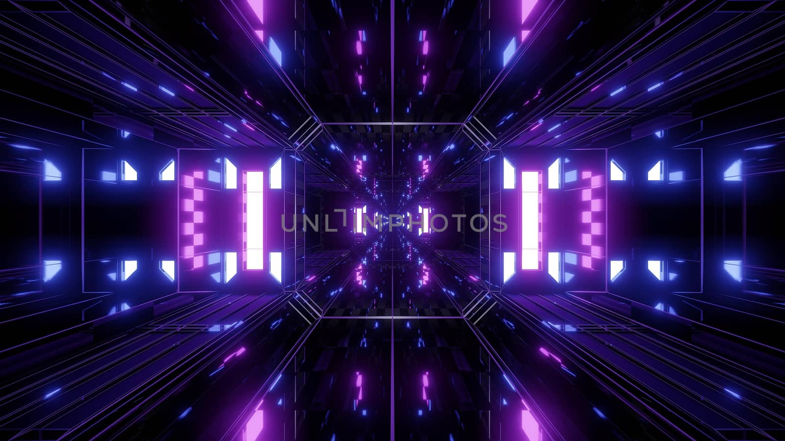 dak reflective scifi tunnel background with nicec glow 3d illustration 3d rendering, beautiful futuristic shiny scifi space corridor wallpaper with nice shine