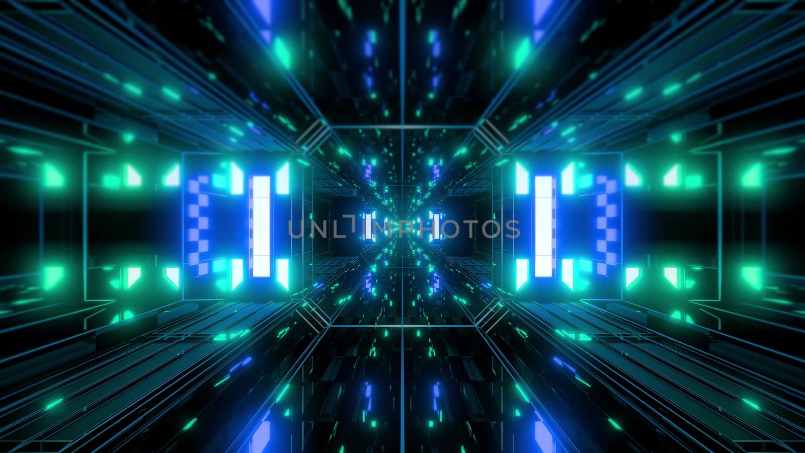 dak reflective scifi tunnel background with nicec glow 3d illustration 3d rendering by tunnelmotions