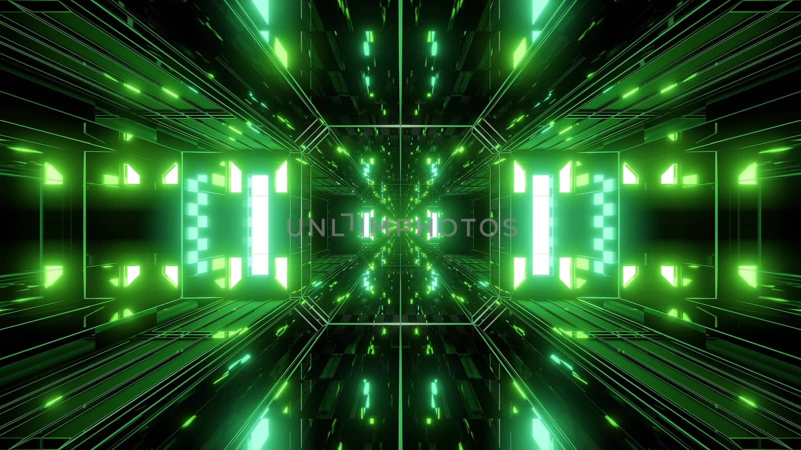 dak reflective scifi tunnel background with nicec glow 3d illustration 3d rendering, beautiful futuristic shiny scifi space corridor wallpaper with nice shine