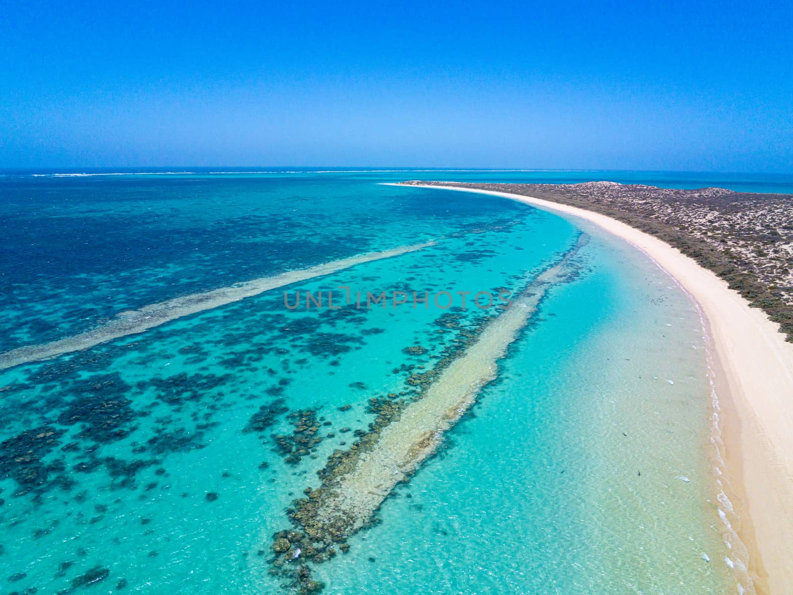 Ningaloo reef close to Coral Bay aerial image of Reef Shark breeding grounds