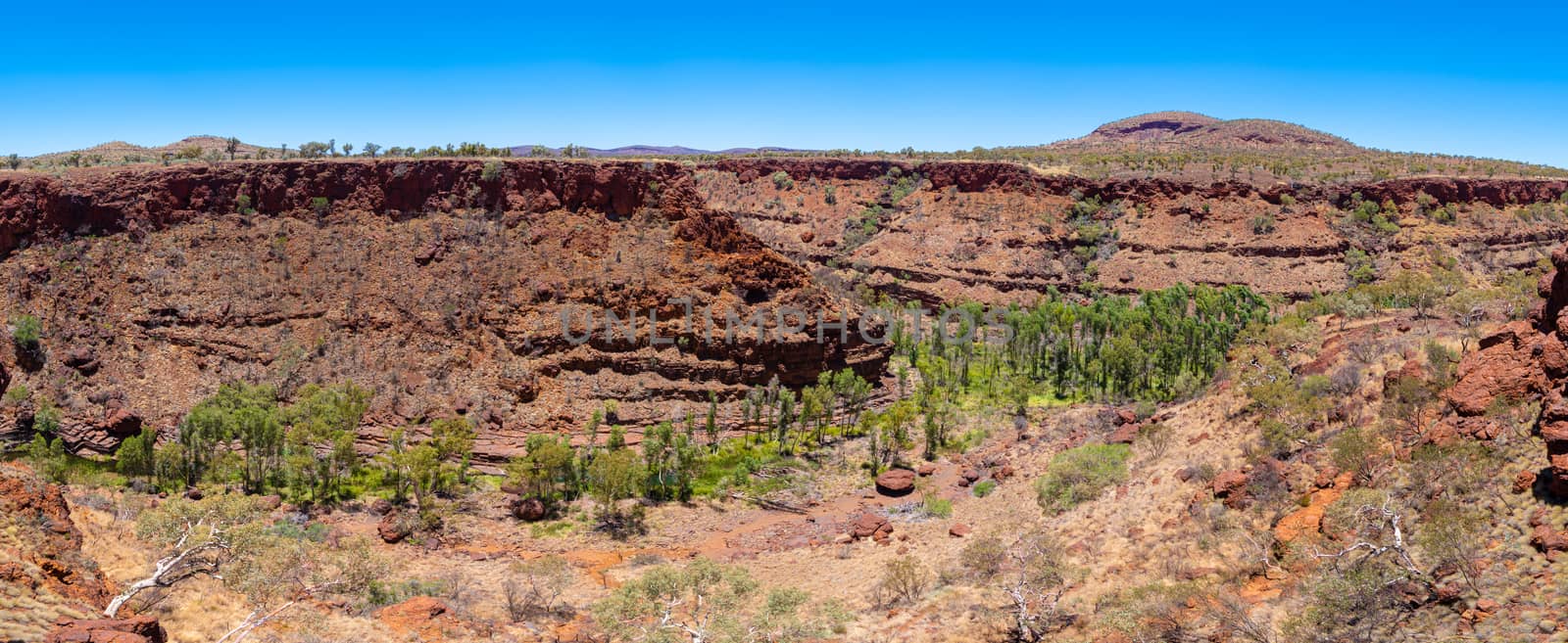 Panorama from Dales Gorge Lookout in high resolution at Karijini National Park Australia