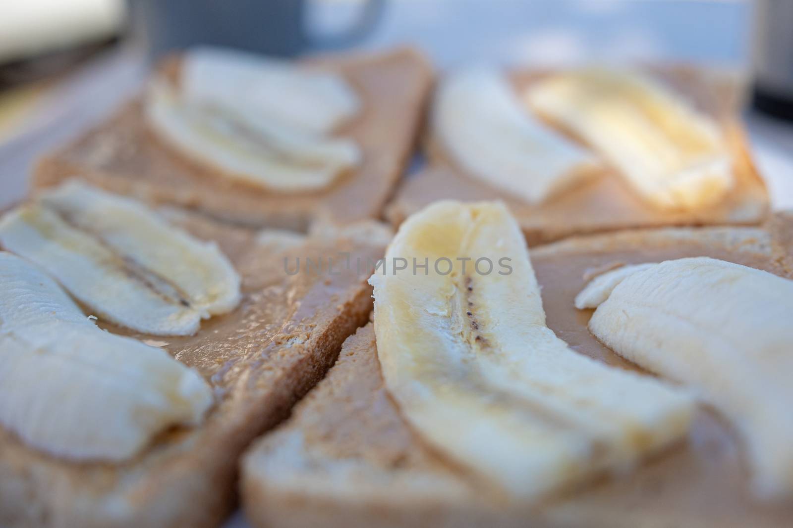 Peanut butter and banana sandwich typical Australian camping breakfast by MXW_Stock