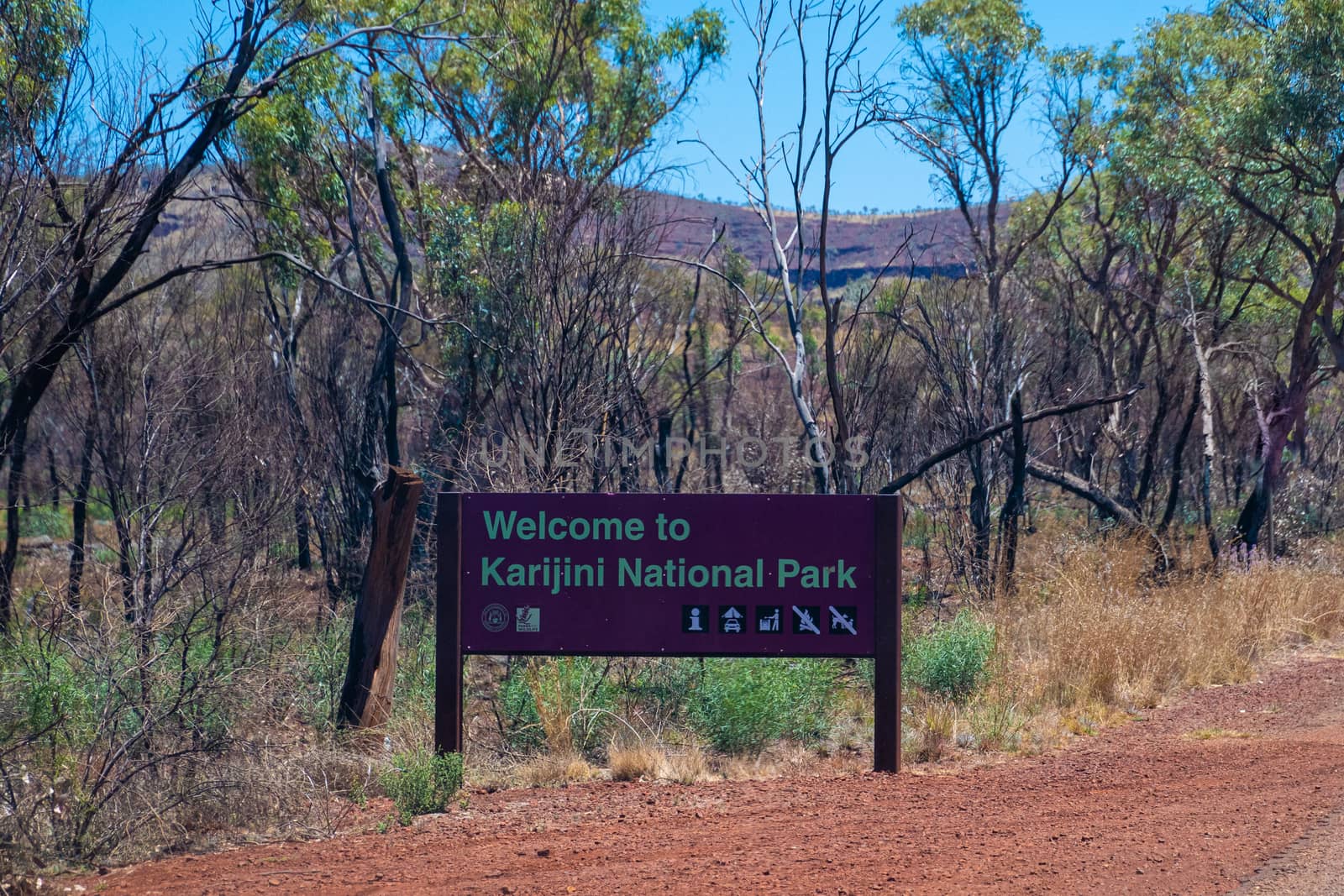 Welcome to Karijini National Park wooden sign by MXW_Stock