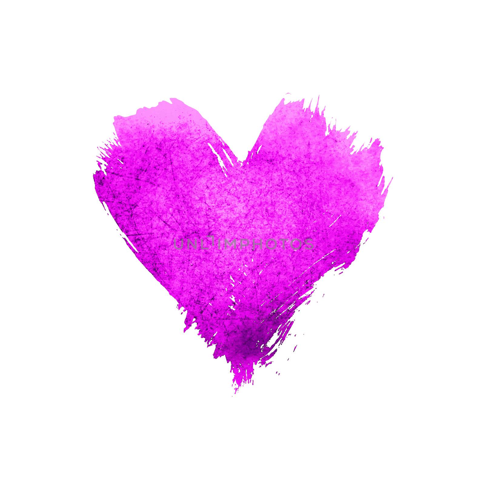 Purple watercolor painted heart shape on white by BreakingTheWalls