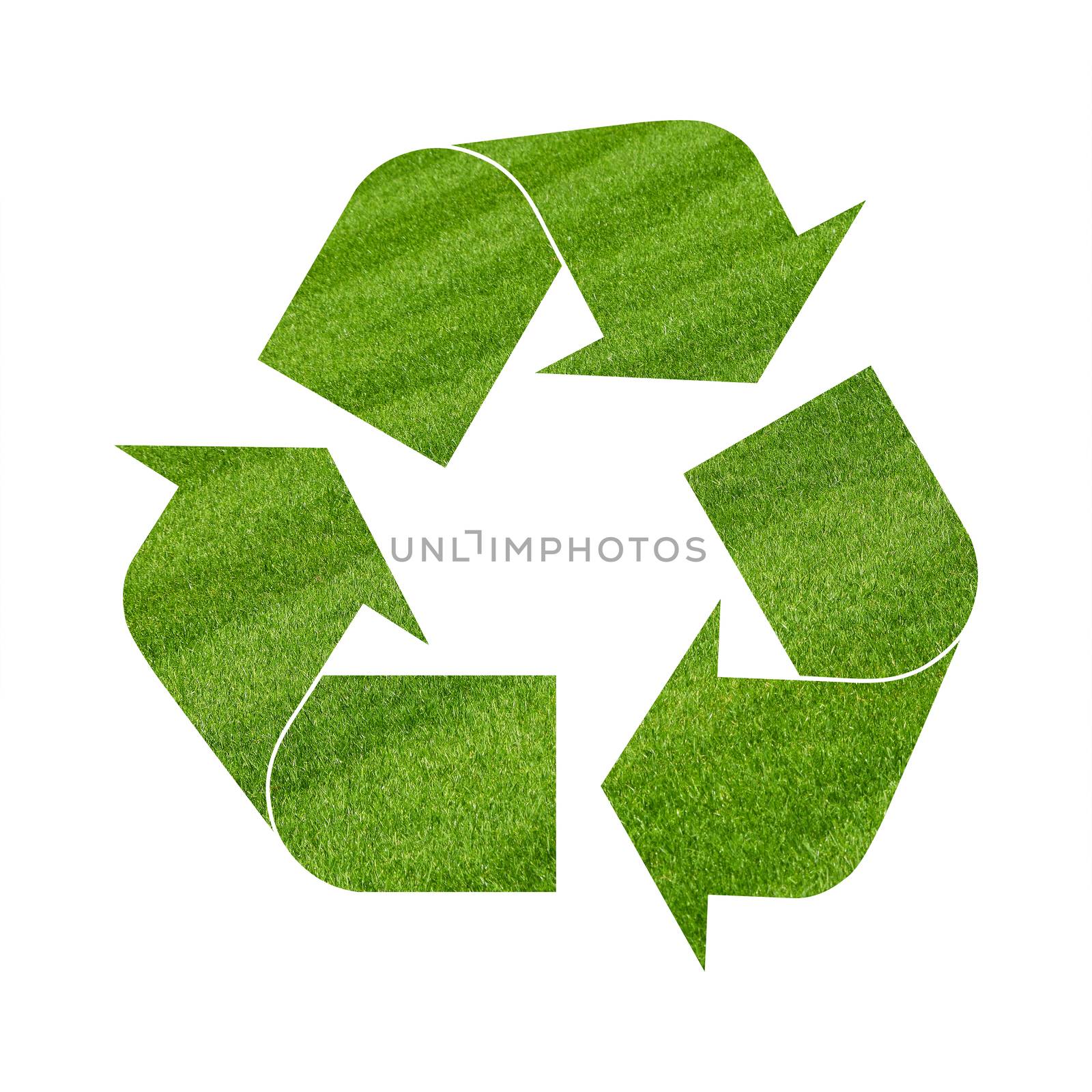 Illustration recycling symbol of green grass isolated on white background