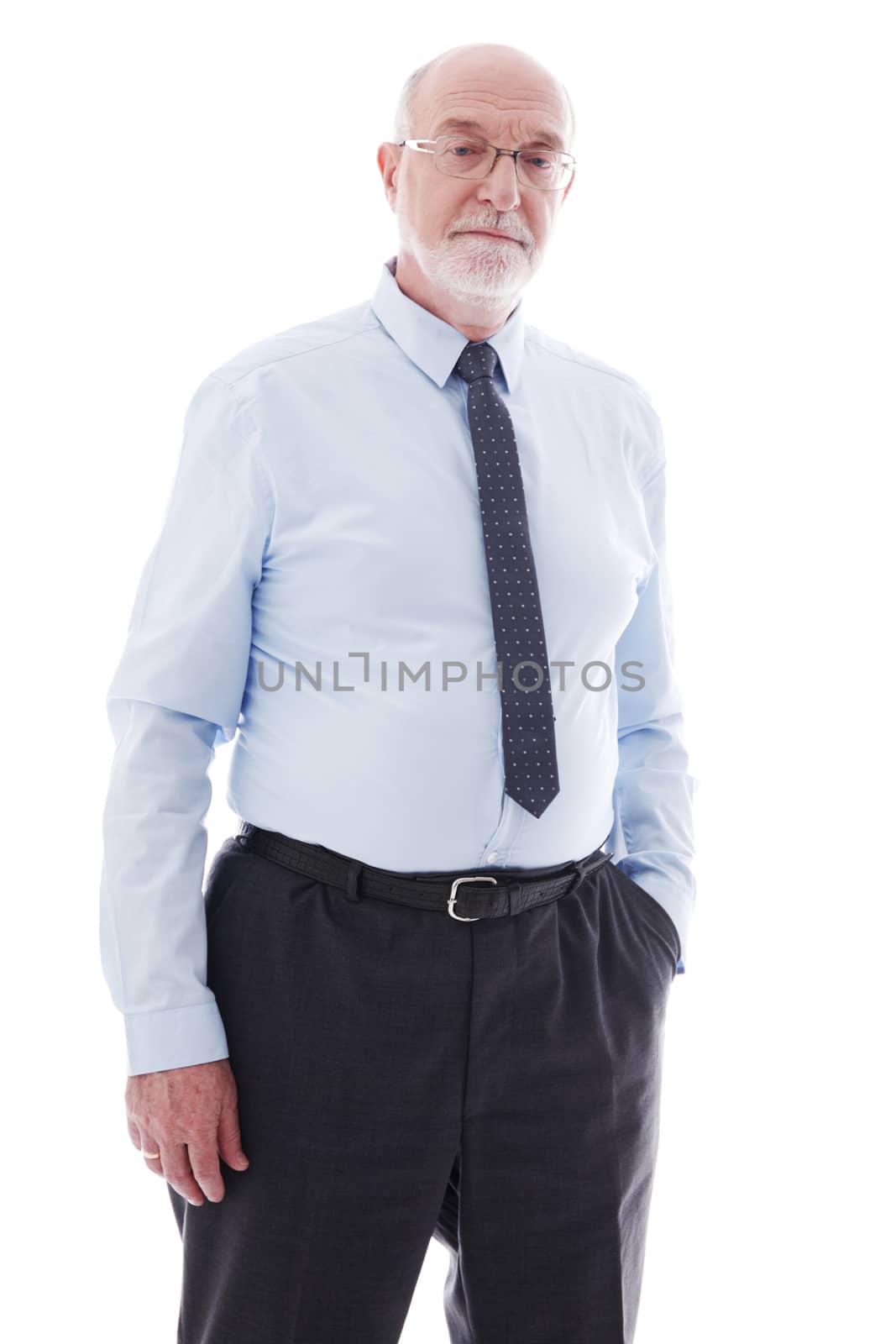 Portrait of senior business man isolated on white background