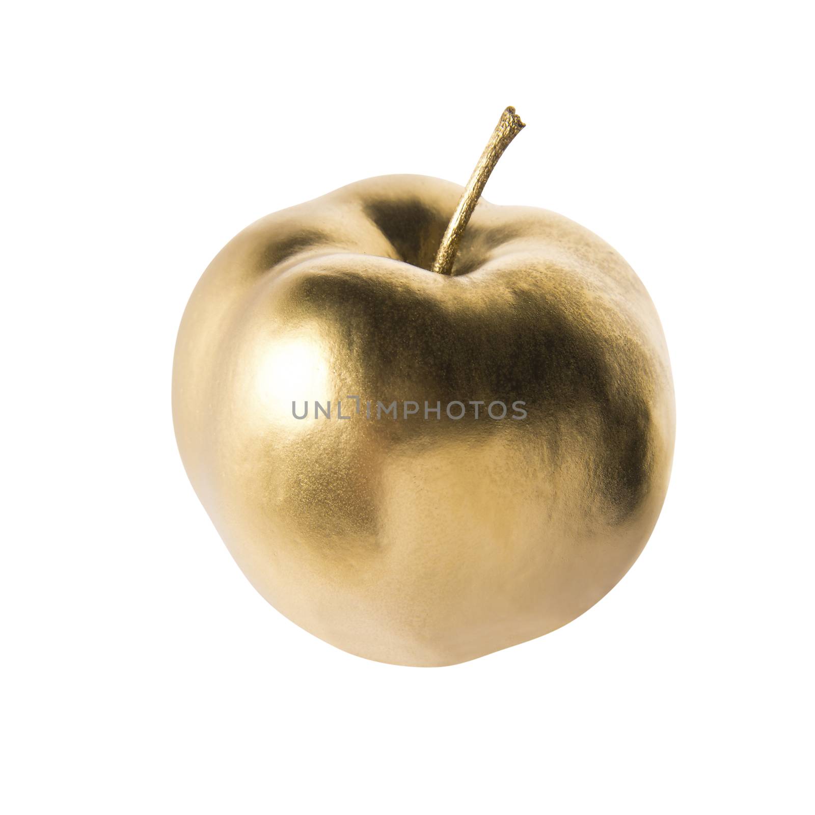 Gold apple isolated on white background. by butenkow