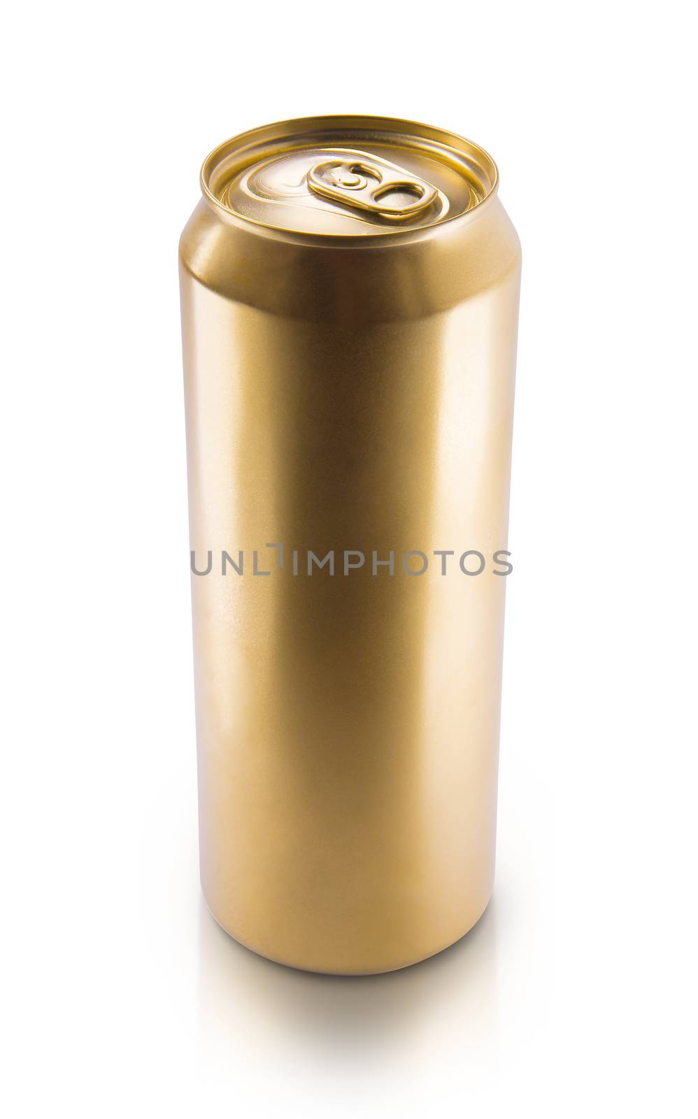 Gold can on white background. Clean for your design