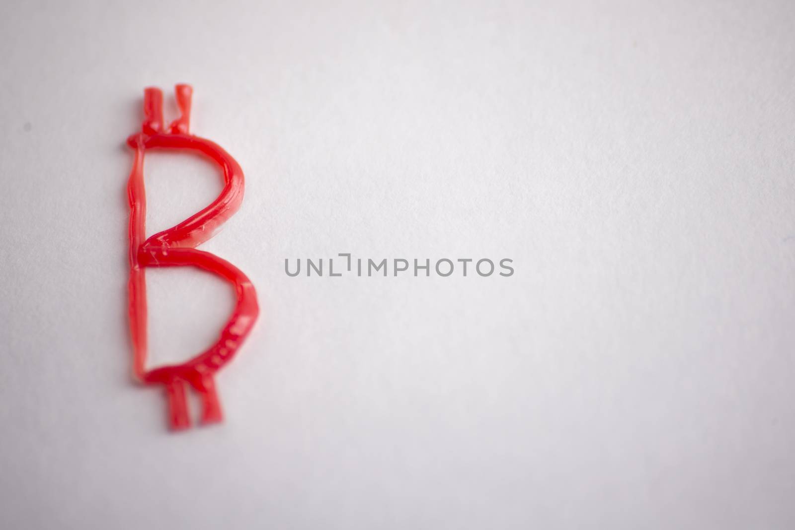 3d red bitcoin Sign on white background