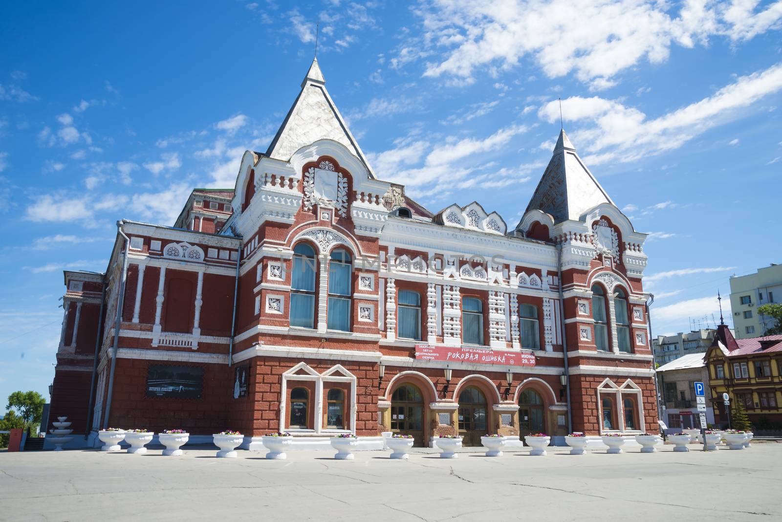 The building of the red brick Drama theatre Gorky's name in Samara, Russia. by butenkow