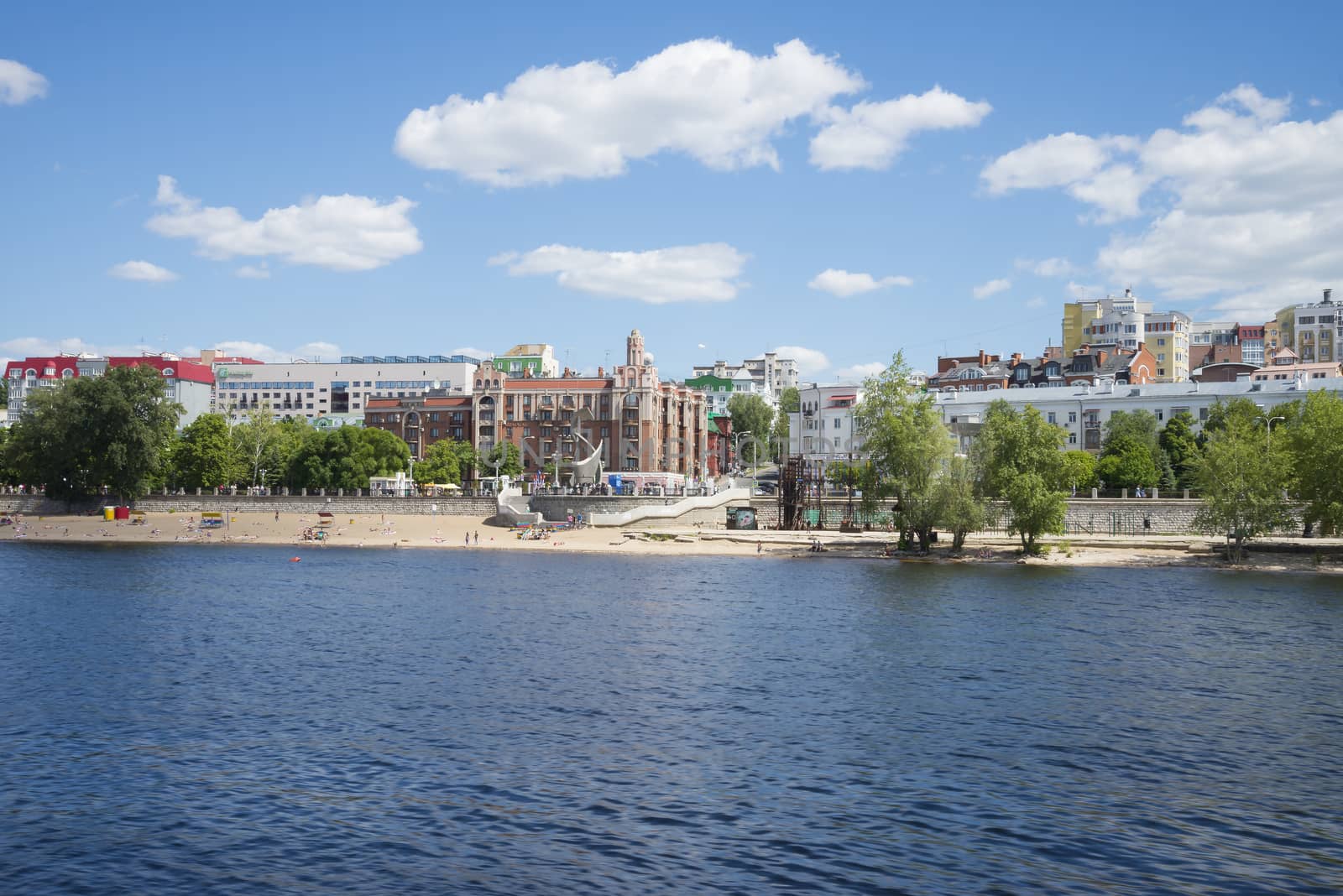 Volga river embankment in Samara, Russia. Panoramic view of the city. On a Sunny summer day. 18 June 2018