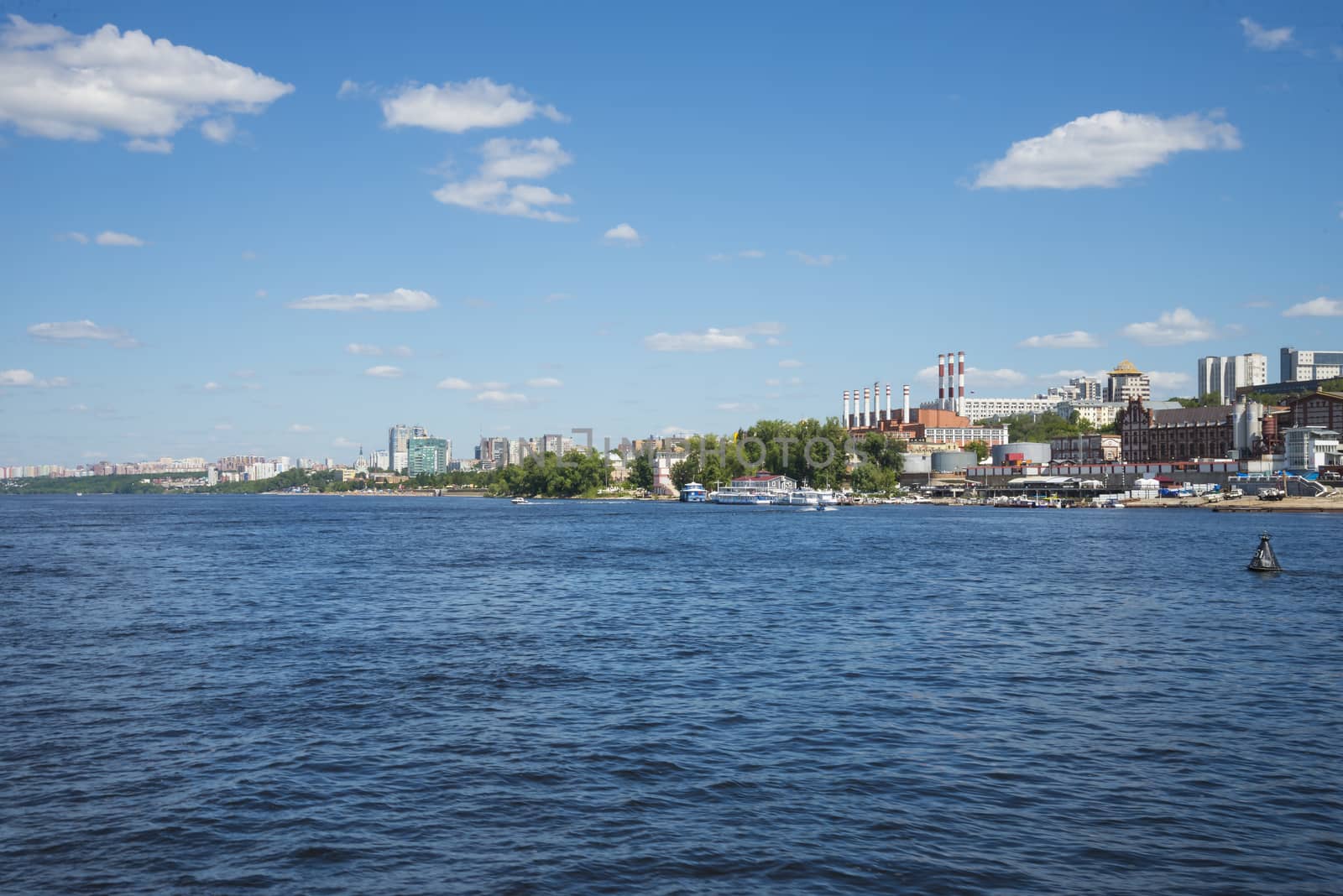 Volga river embankment in Samara, Russia. Panoramic view of the city. On a Sunny summer day. 18 June 2018