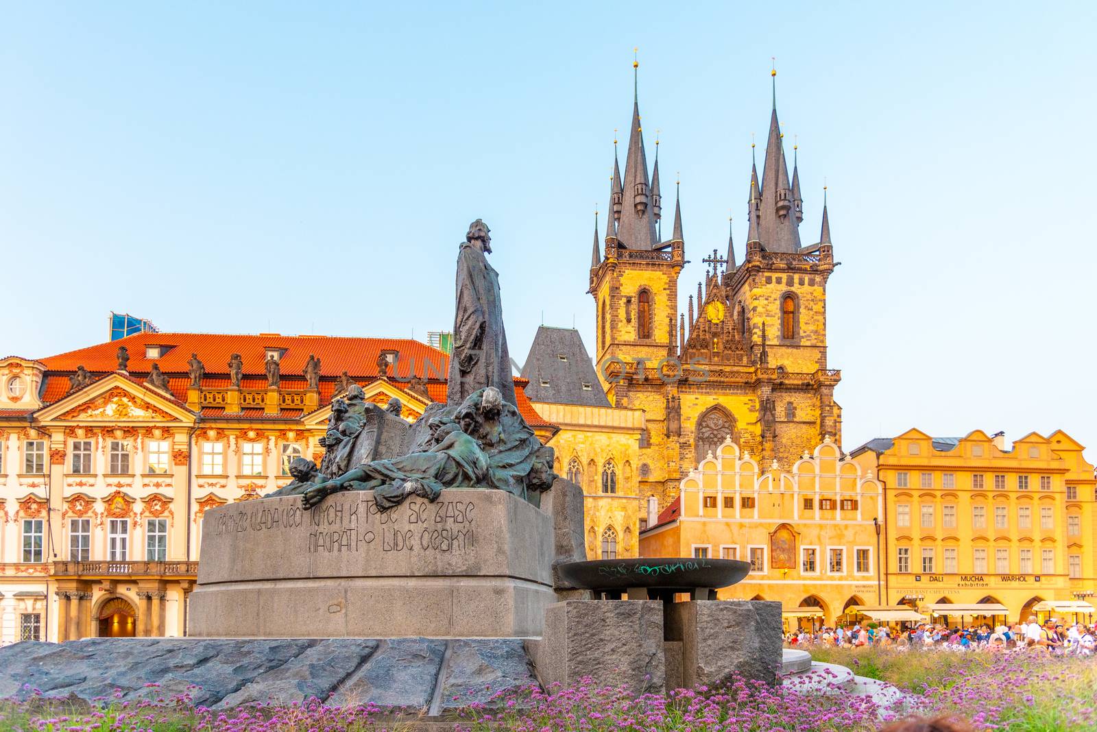 Jan Hus Monument and Church of Our Lady before Tyn at Old Town Square, Prague, Czech Republic by pyty
