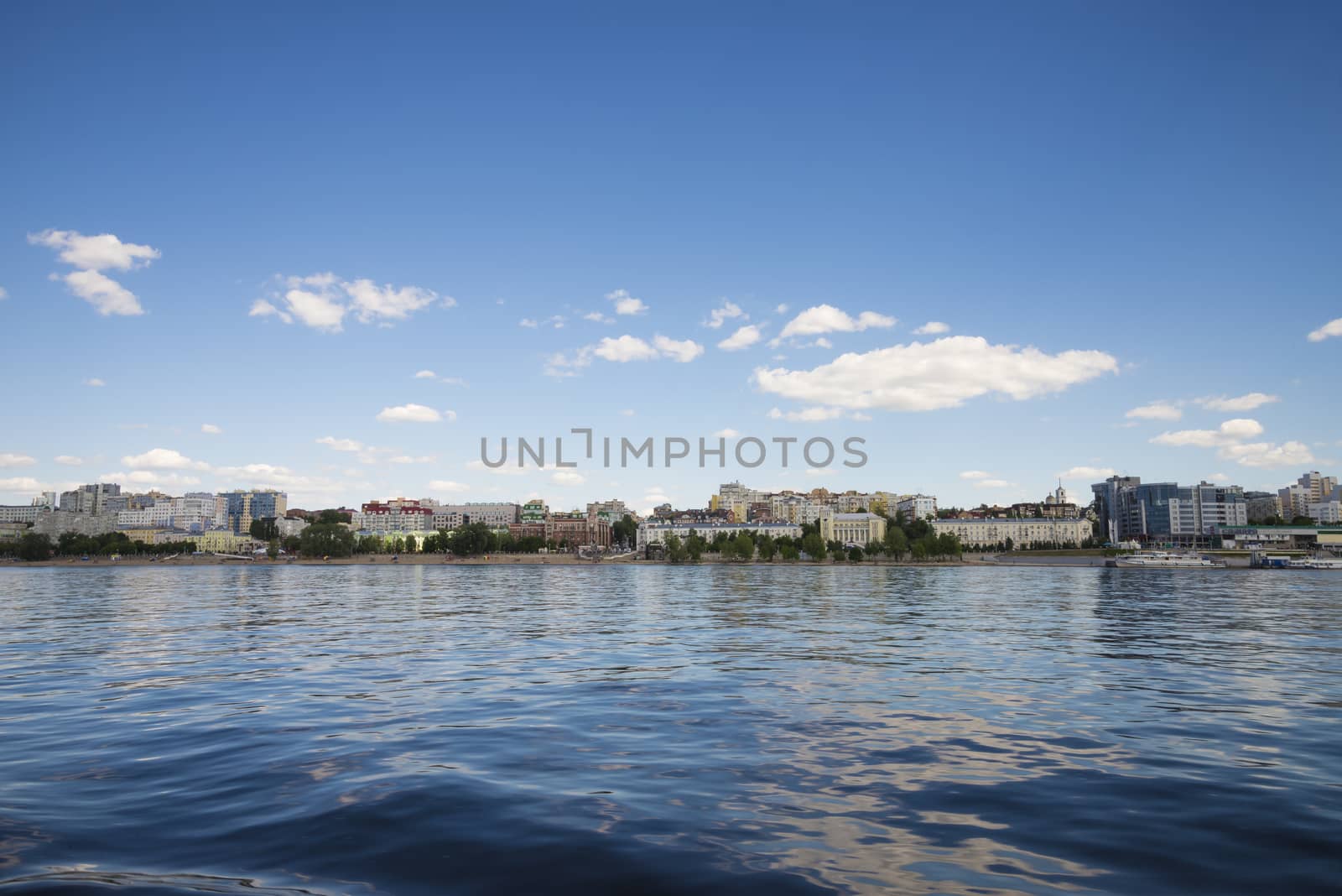 Volga river embankment in Samara, Russia. Panoramic view of the city. On a Sunny summer day. 18 June 2018