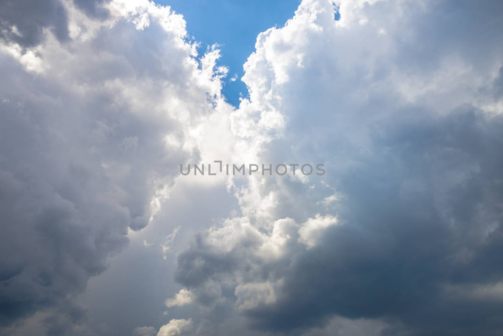 White clouds on the blue sky during the day. Nature landscape