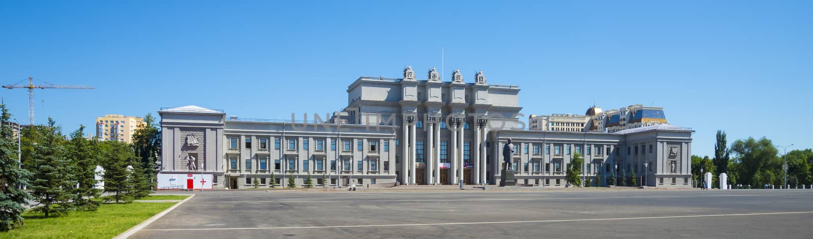 Opera and ballet building on Kuibyshev square in Samara, Russia. Summer Sunny day 31 July 2018.