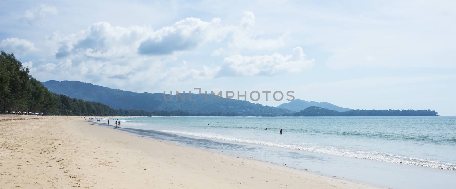 Bang Tao beach in Phuket Thailand. Summer day.
