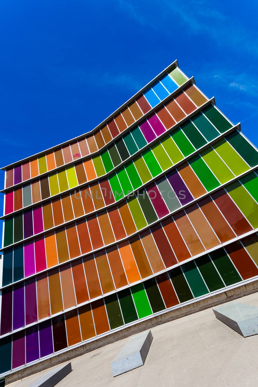 LEON, SPAIN-SEP 02: Facade of MUSAC. Contemporary Art Museum of Castilla y Leon. Contemporary building opened in 2005. View of colorful facade  on Sep 02, 2010, in Leon, Spain