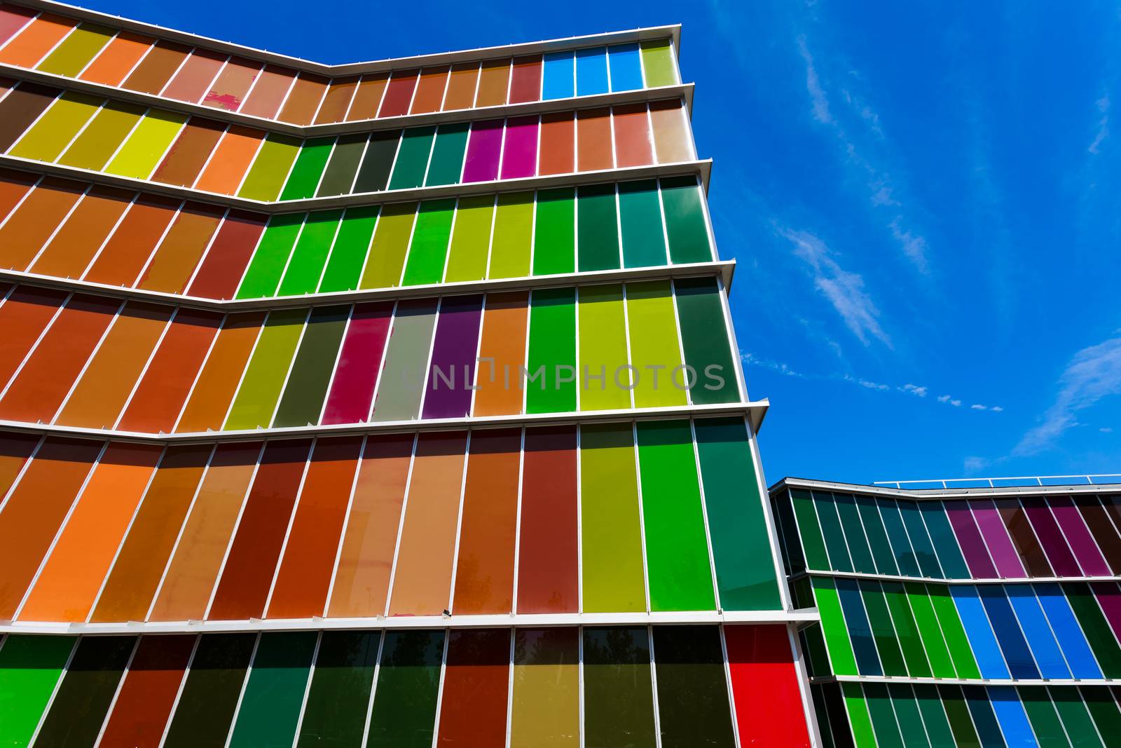 LEON, SPAIN-SEP 02: Facade of MUSAC. Contemporary Art Museum of Castilla y Leon. Contemporary building opened in 2005. View of colorful facade  on Sep 02, 2010, in Leon, Spain