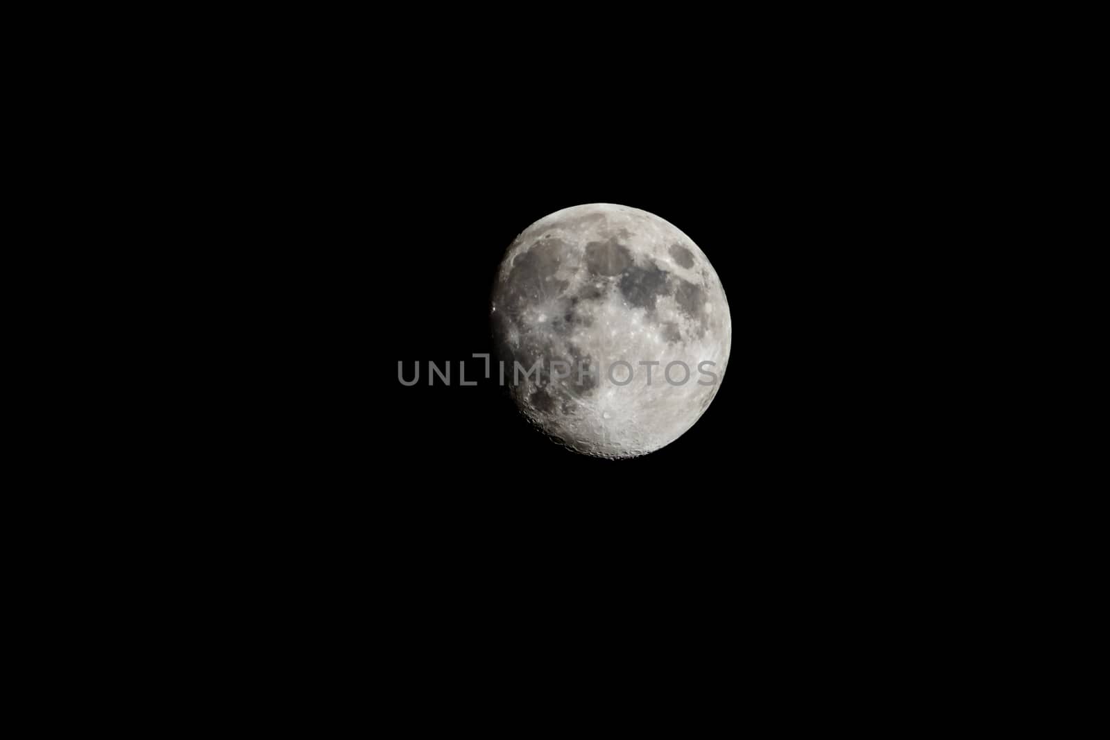 Moon closeup showing the details of the lunar surface.