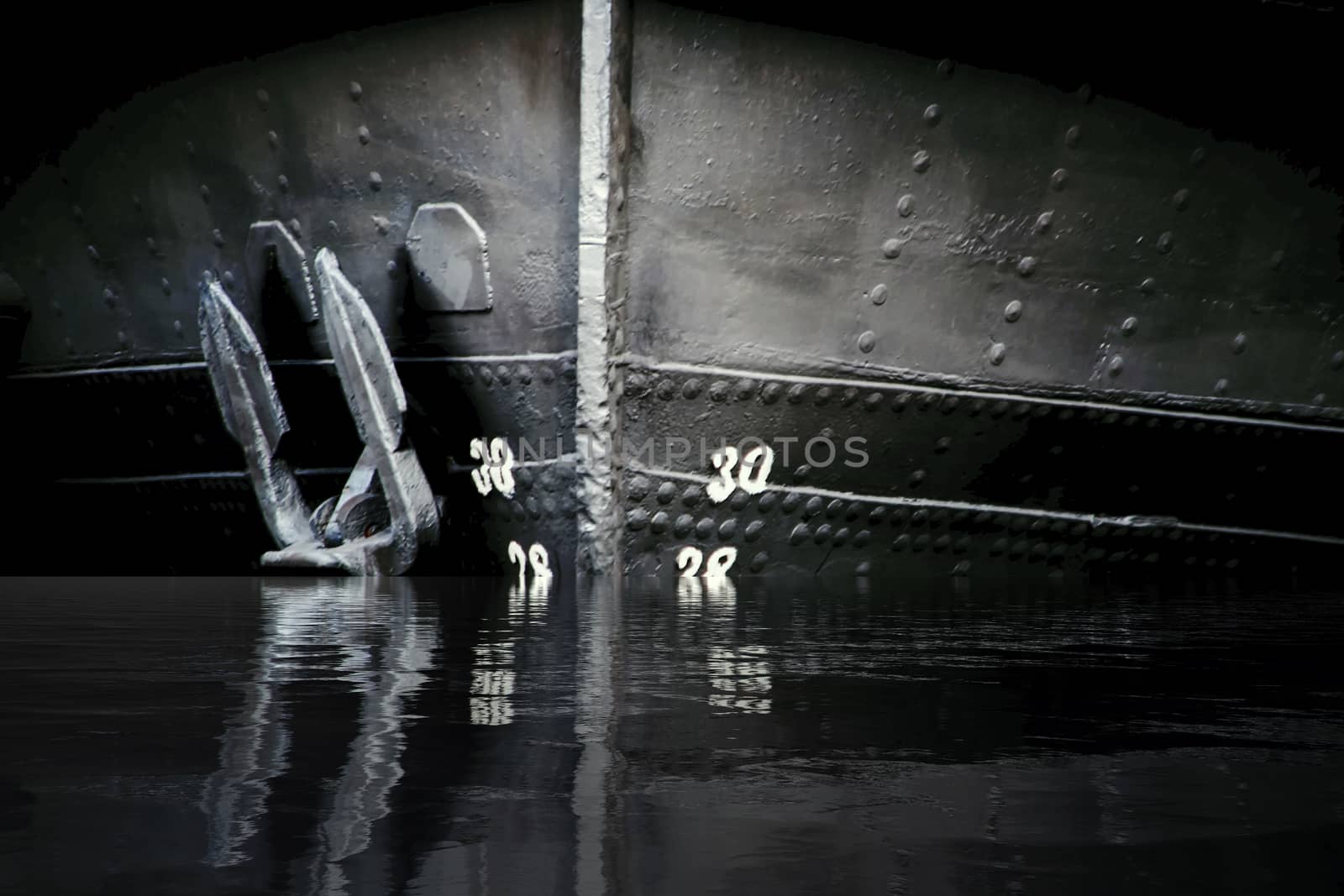 Bow of a ship in the open ocean