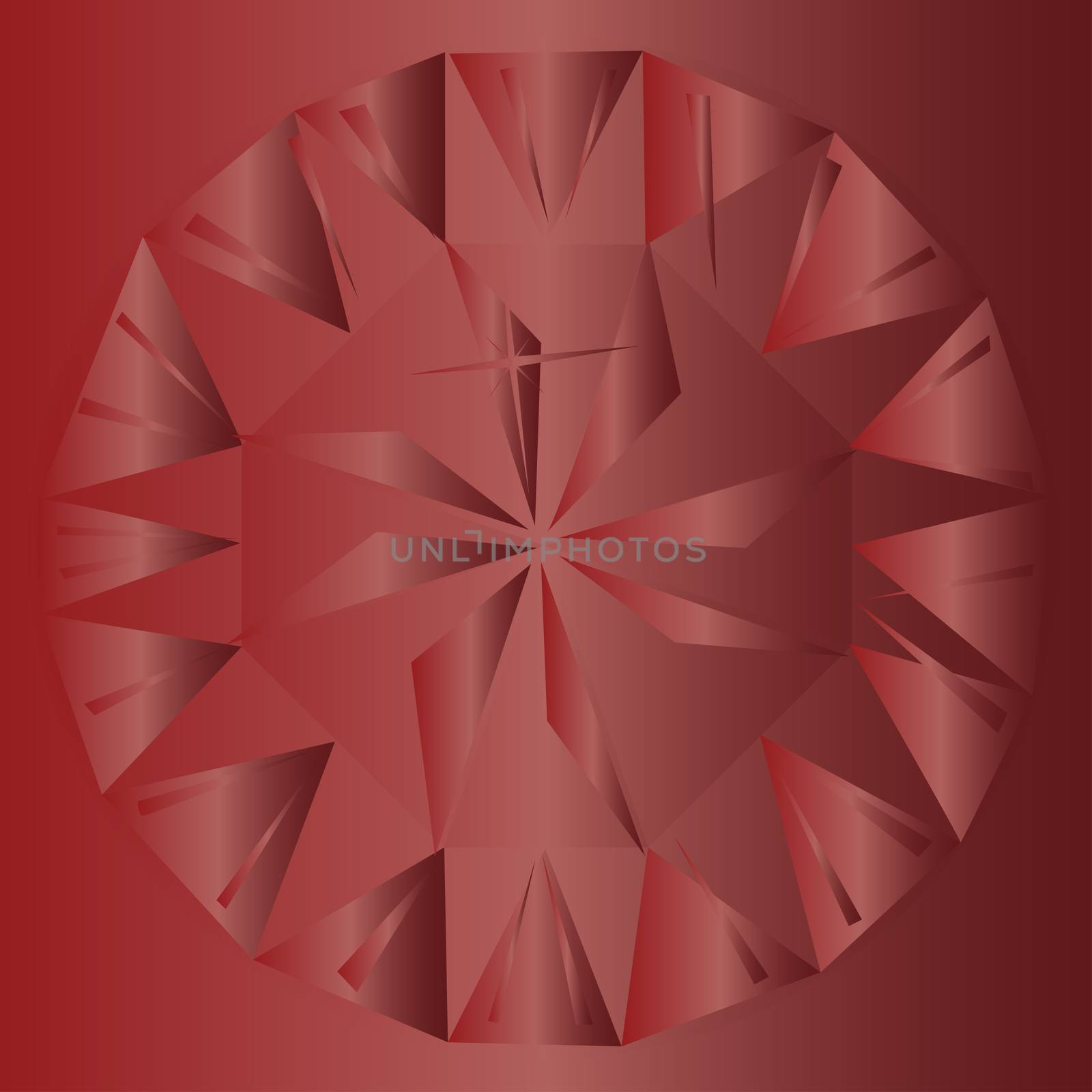 A ruby red background with facets and cuts of the gem