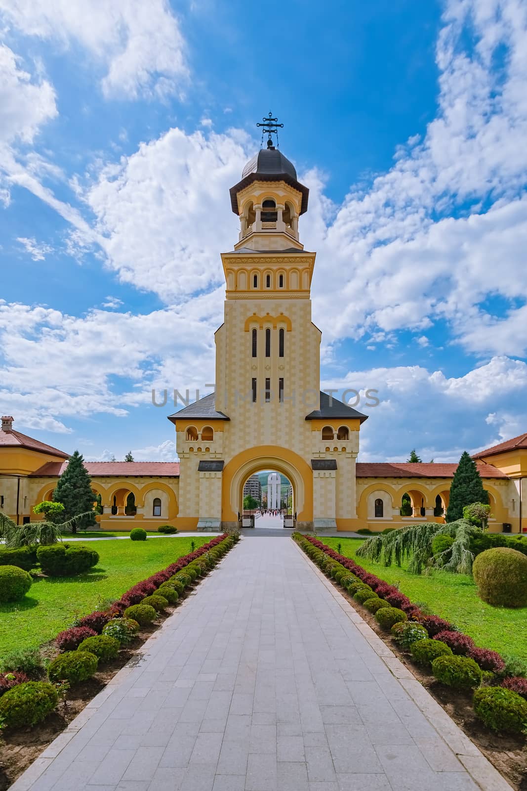 Bell Tower of Coronation Cathedral in Alba Carolina Citadel, Alba Iulia, Romania