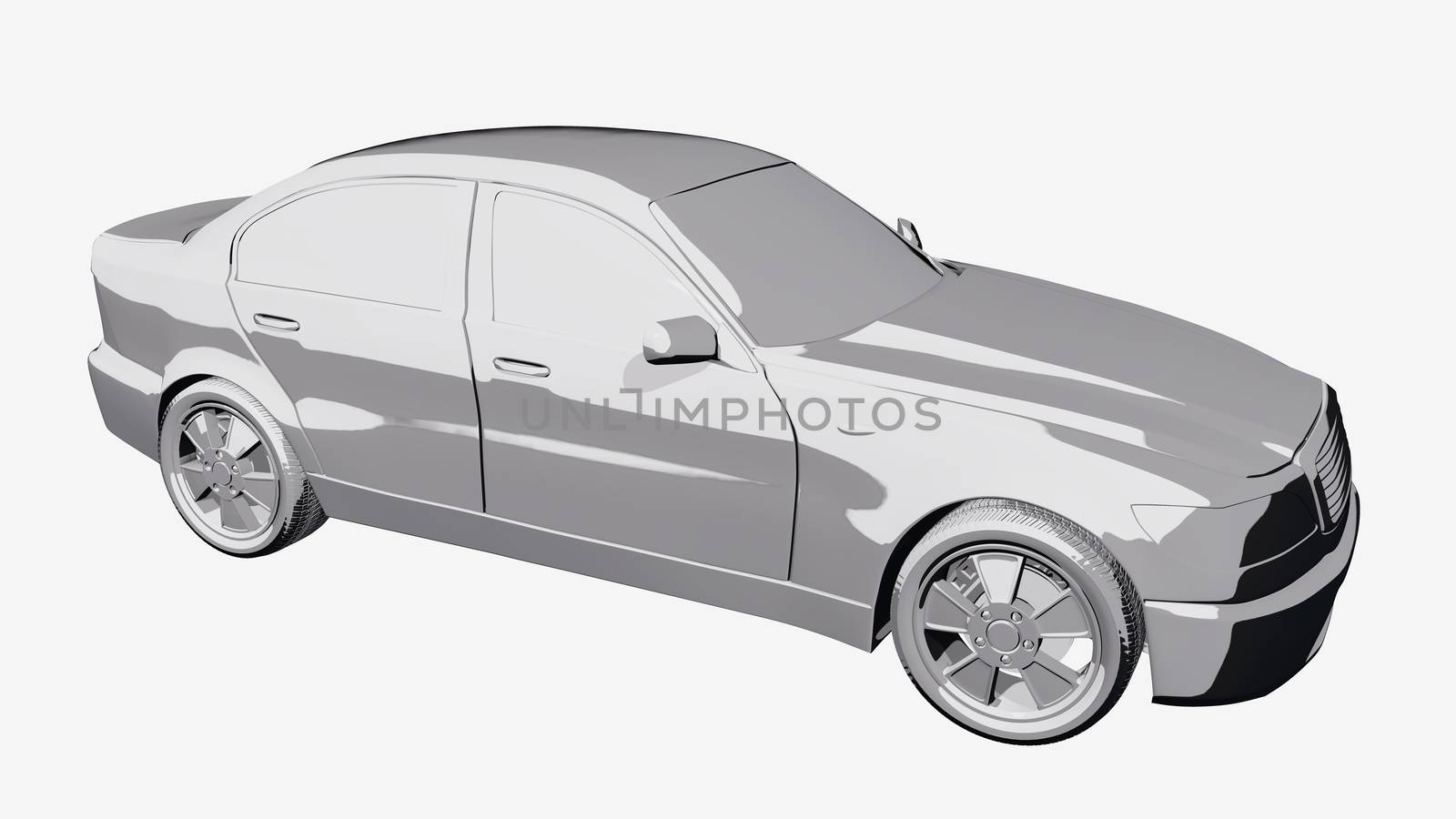 Grey car comic book 3D illustration by cherezoff