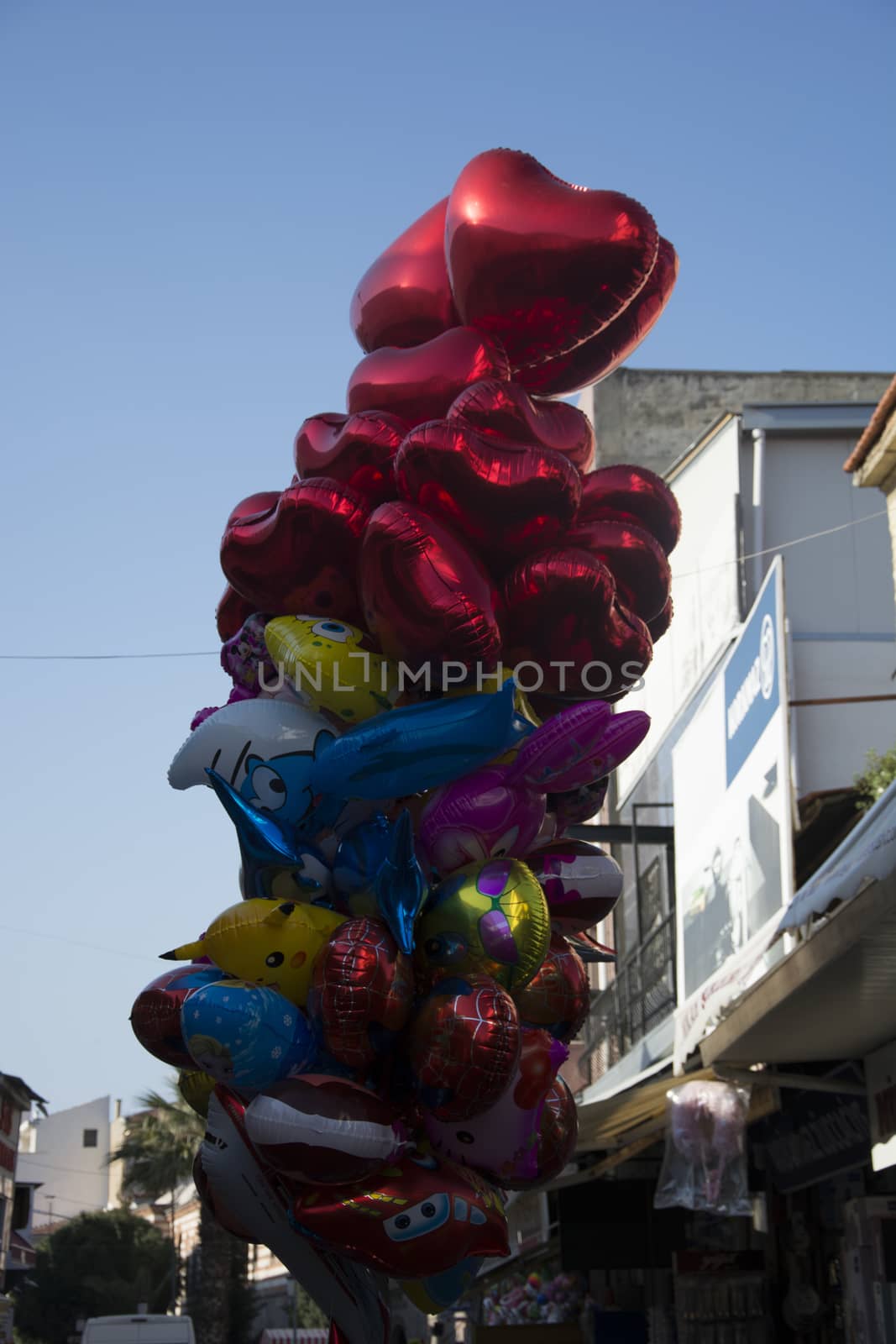 Balloons of cartoon heroes.Colorful figures