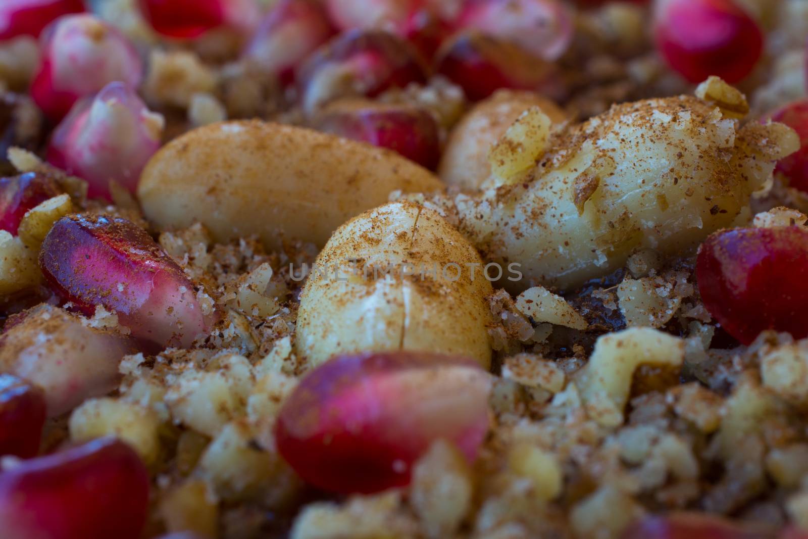 Vegetarian food. This "Asure" believes that the Turkish people "asure" came from the ship of Noah.Noah made this dessert with the last materials left in his hand when he hit the land after the Great Tufan.