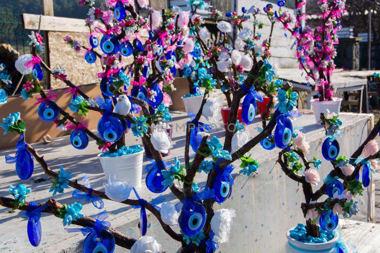 Evil eye bead souvenirs.broken glass is melted and shaped. In culture and religious belief, the figure of the eye is regarded as a powerful amulet protecting evil. It is a powerful talisman in Turkish culture.