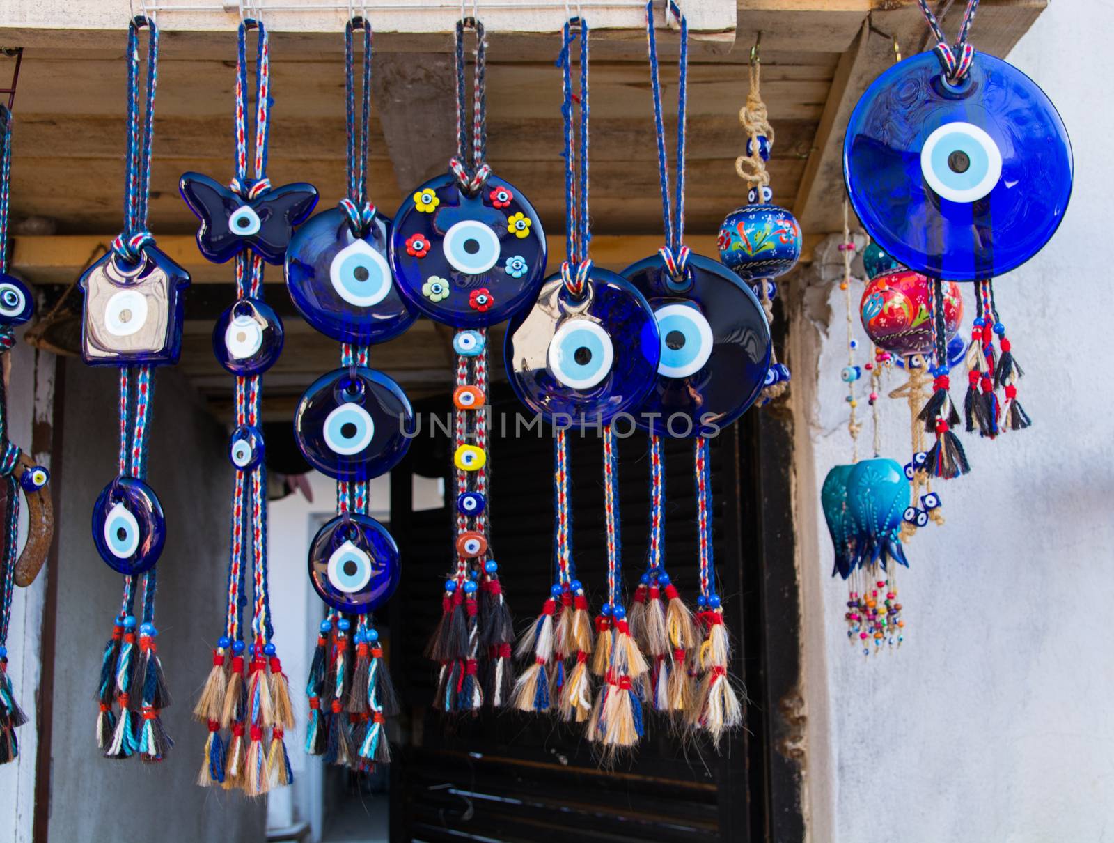 Evil eye bead souvenirs.broken glass is melted and shaped. In culture and religious belief, the figure of the eye is regarded as a powerful amulet protecting evil. It is a powerful talisman in Turkish culture.